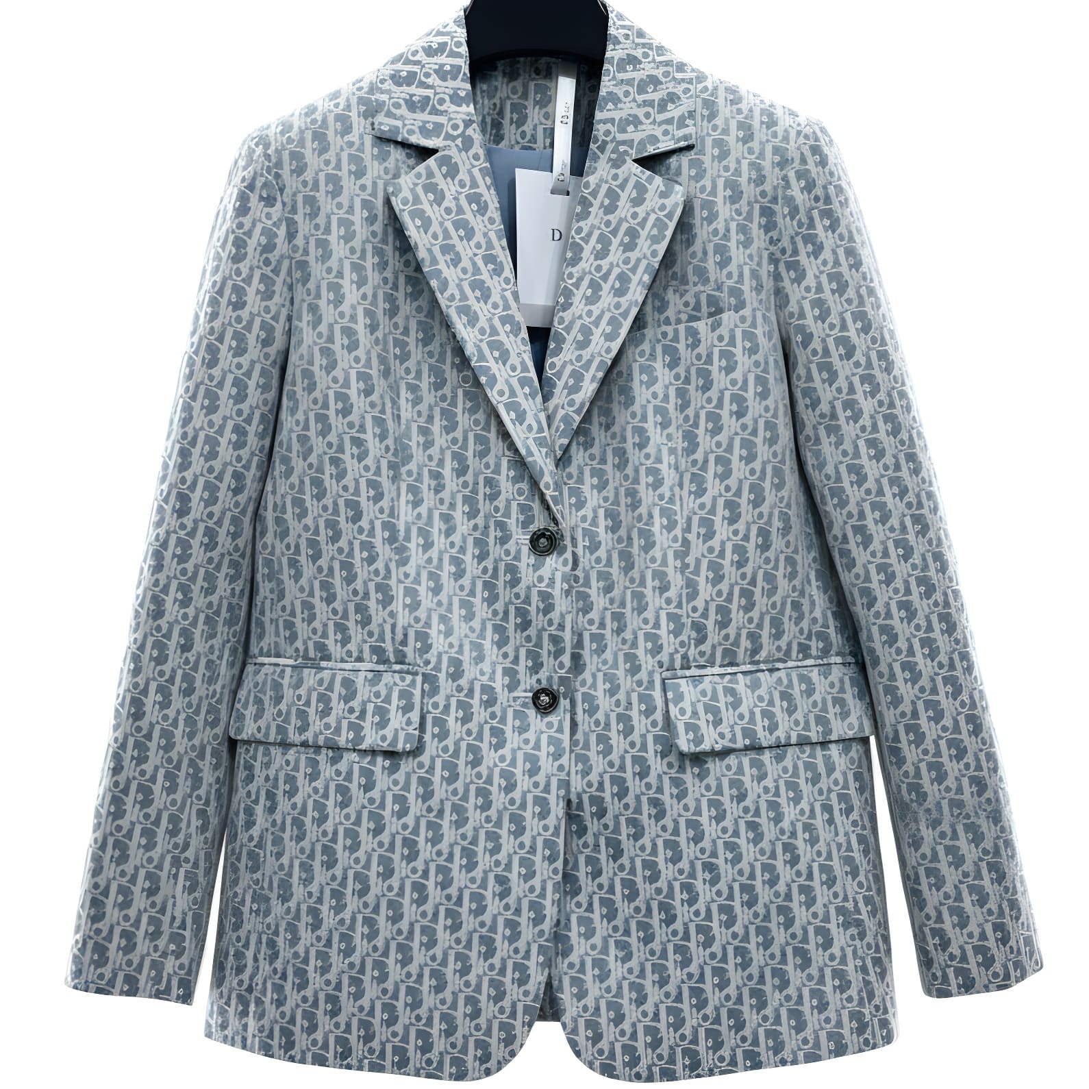 Áo khoác vest nữ xanh dương họa tiết hãng Dior 4