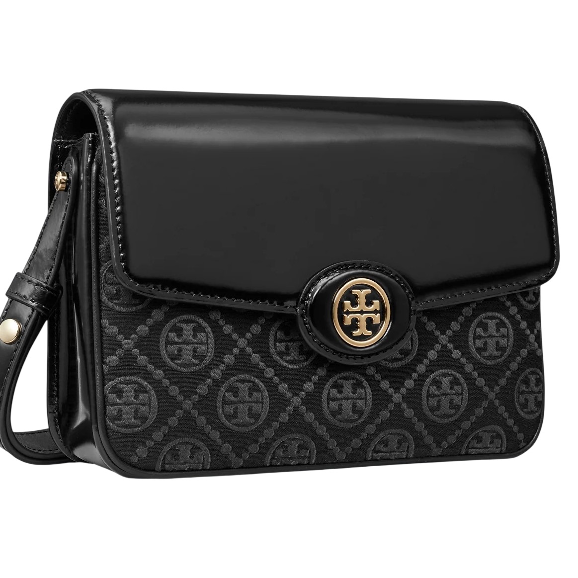 Túi Tory Burch Robinson T Monogram Convertible Shoulder Bag Black 1