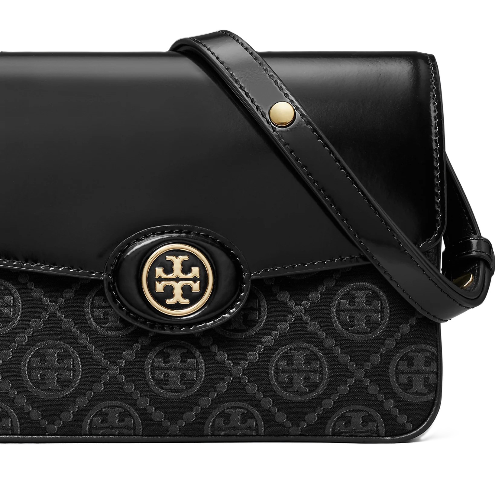 Túi Tory Burch Robinson T Monogram Convertible Shoulder Bag Black 2