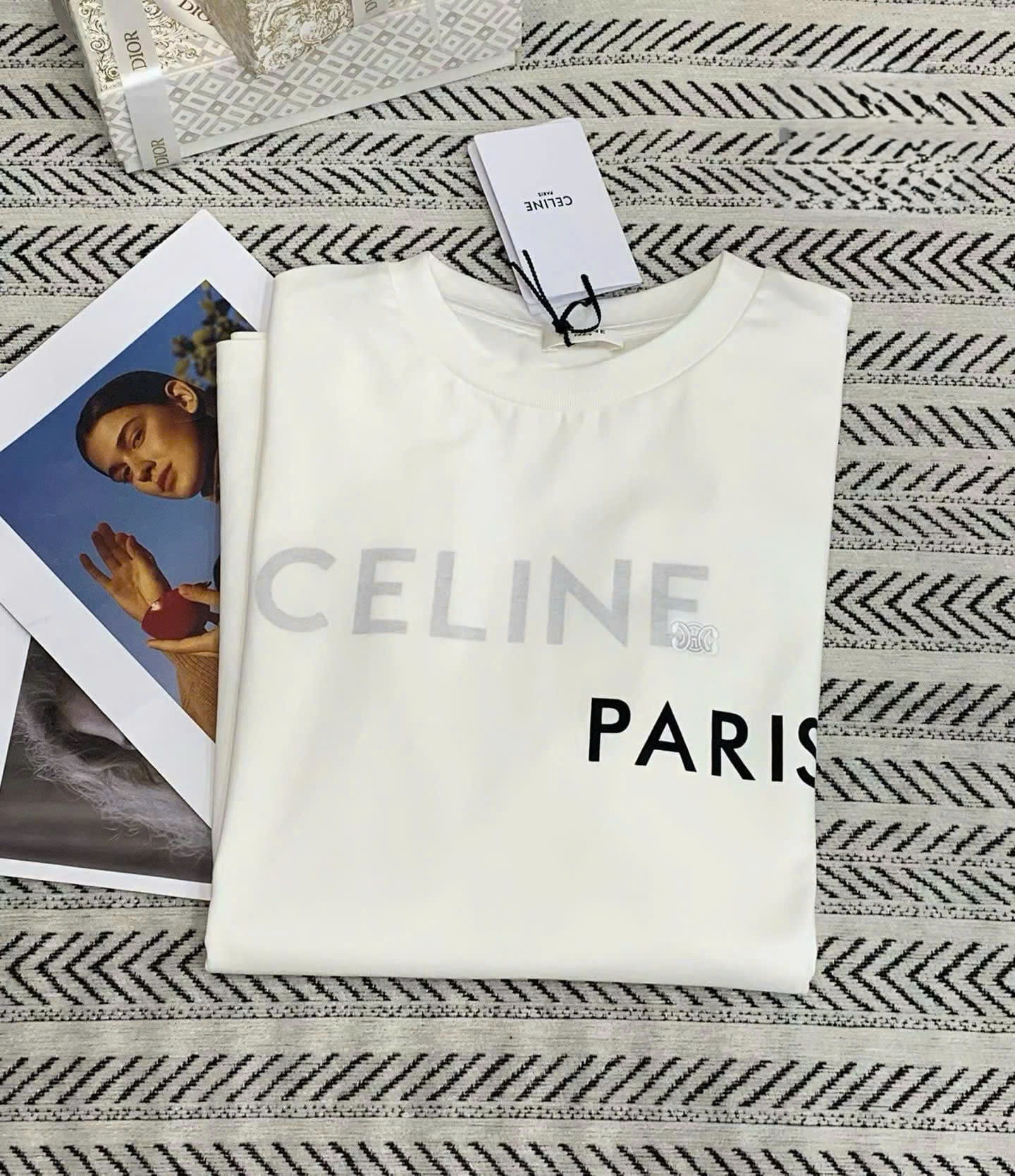 Áo thun Celine Double Layered T-shirt In Fine Cotton Jersey 4
