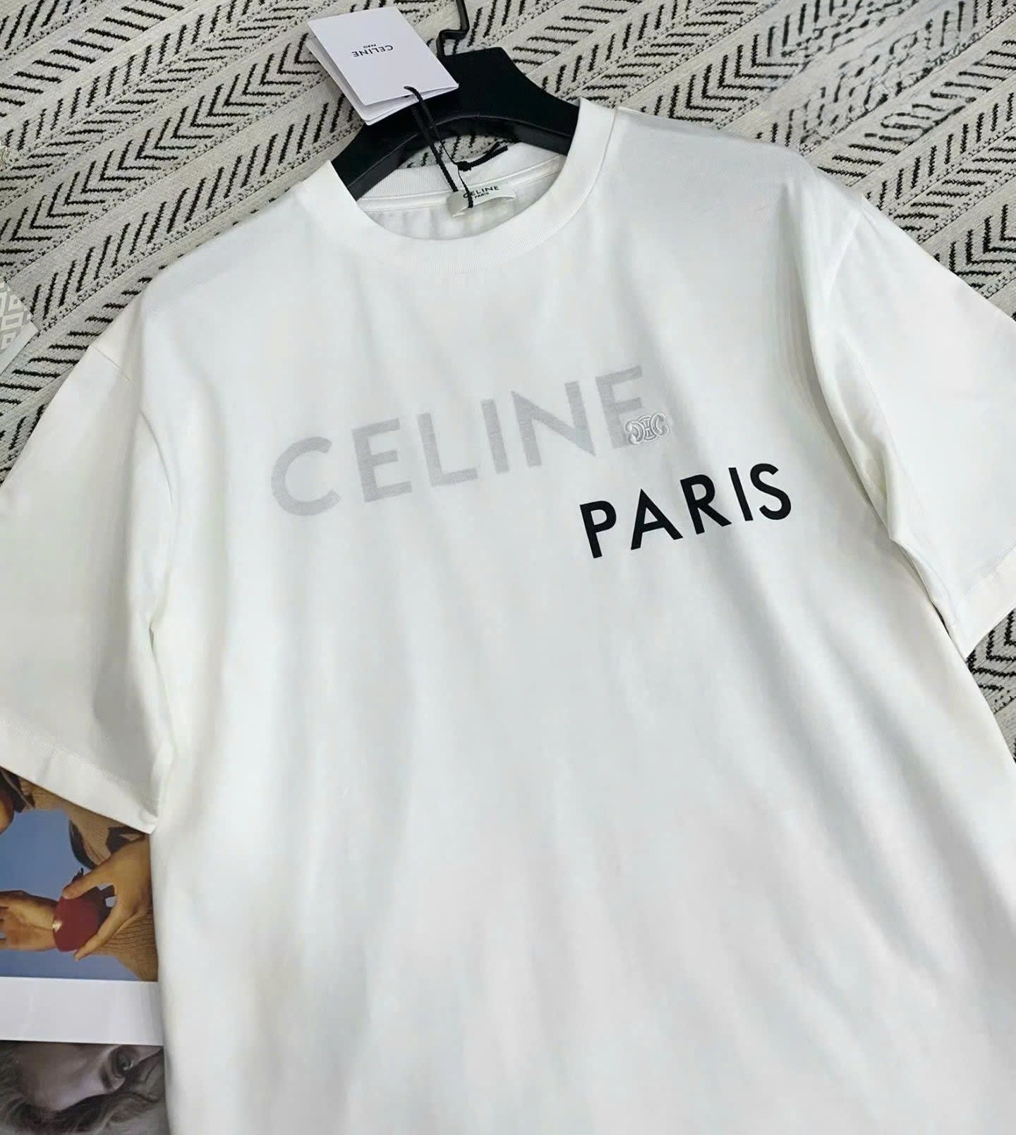 Áo thun Celine Double Layered T-shirt In Fine Cotton Jersey 6