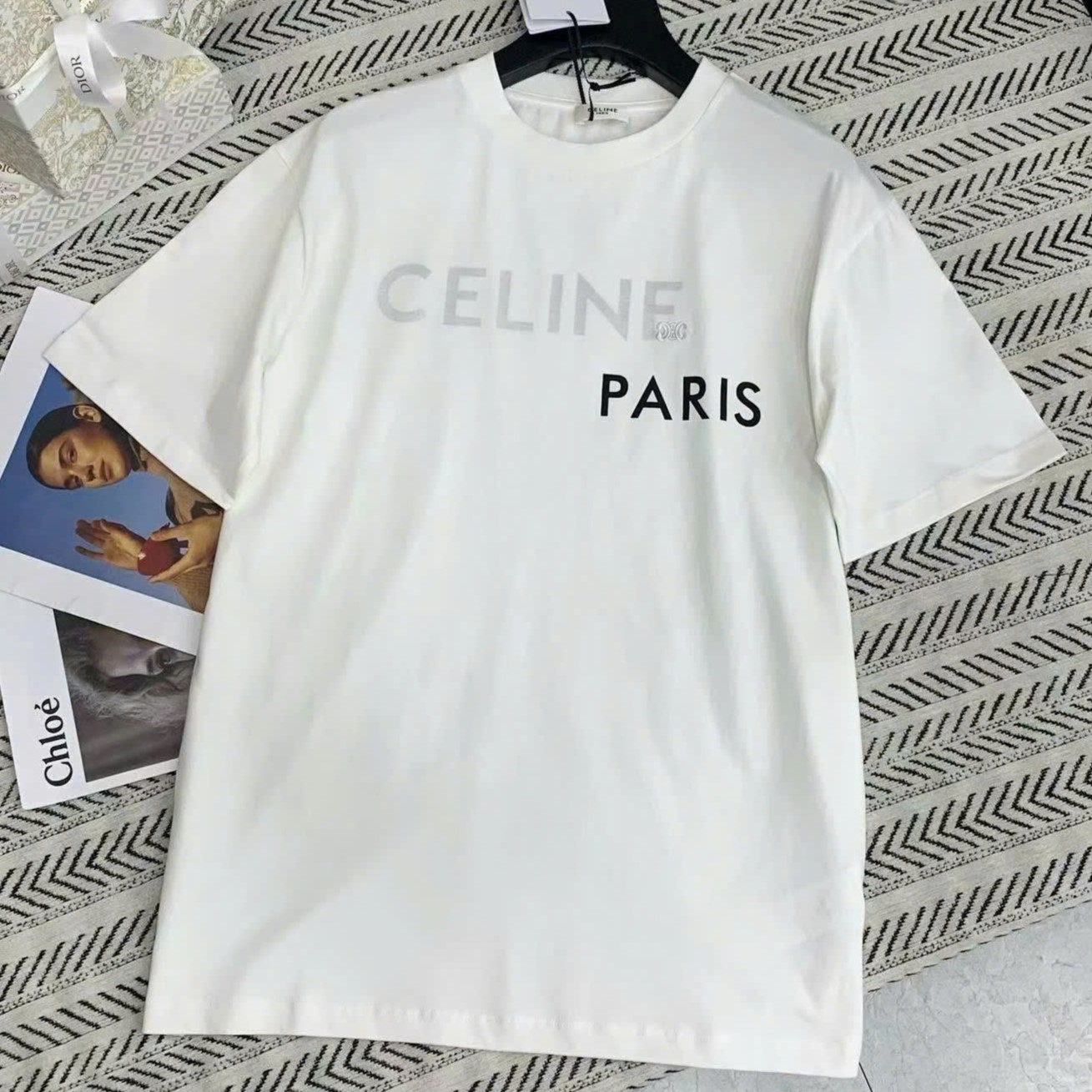 Áo thun Celine Double Layered T-shirt In Fine Cotton Jersey 8