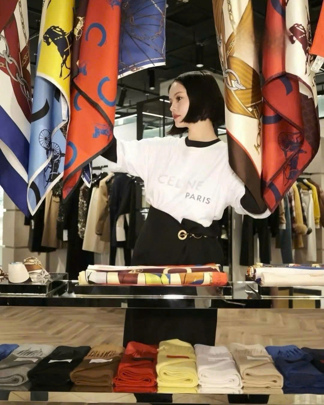 Áo thun Celine Double Layered T-shirt In Fine Cotton Jersey 11