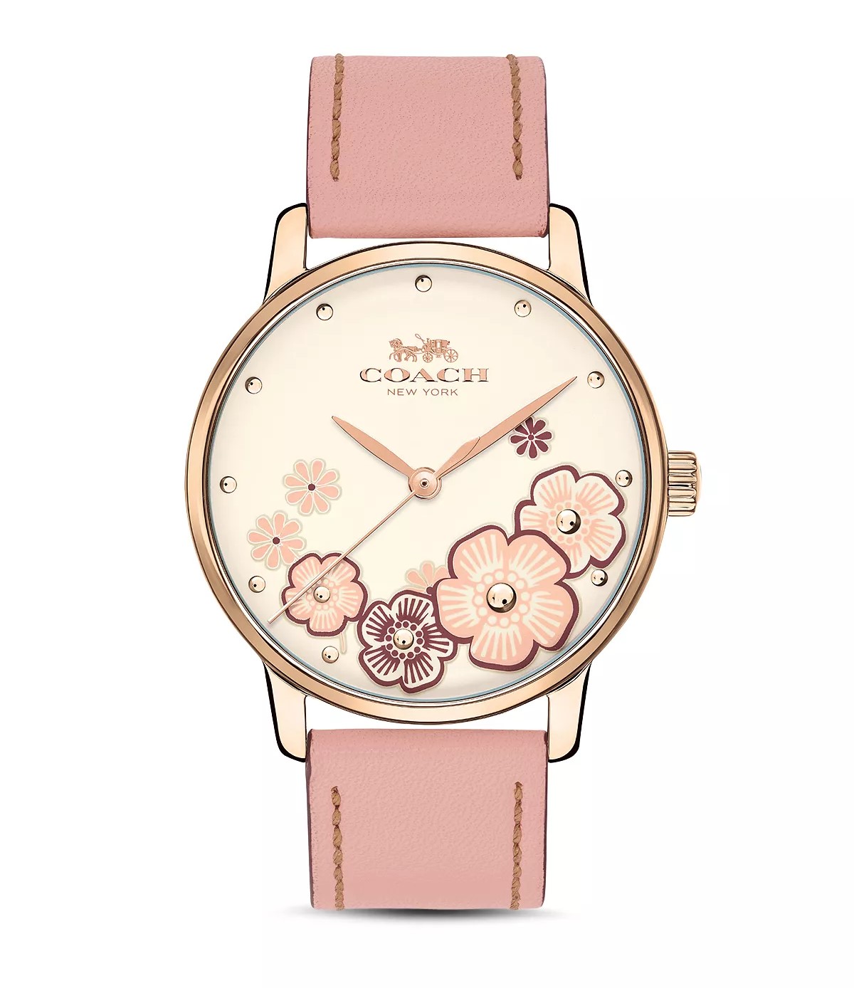 ĐỒNG HỒ NỮ COACH FLORAL GRAND ANALOG QUART GOLD STAINLESS STEEL PINK LEATHER STRAP WOMEN WATCH 14503060 4
