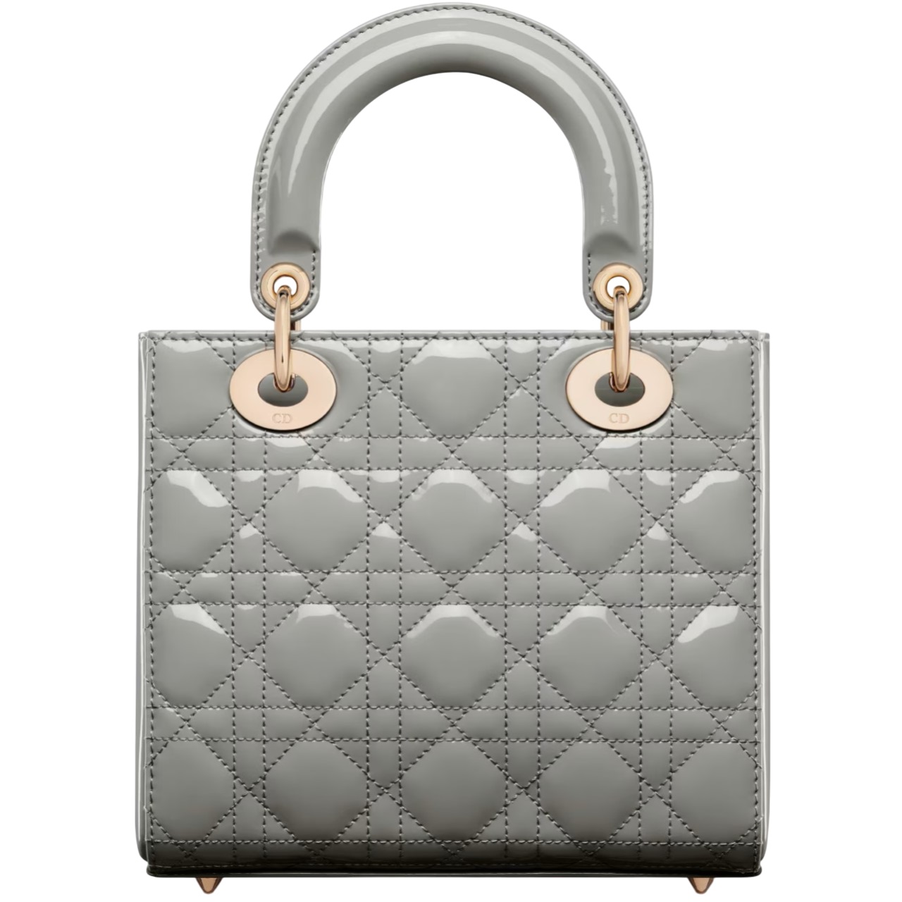 Túi Dior Small Lady Dior Bag Stone Gray Patent Cannage Calfskin 14