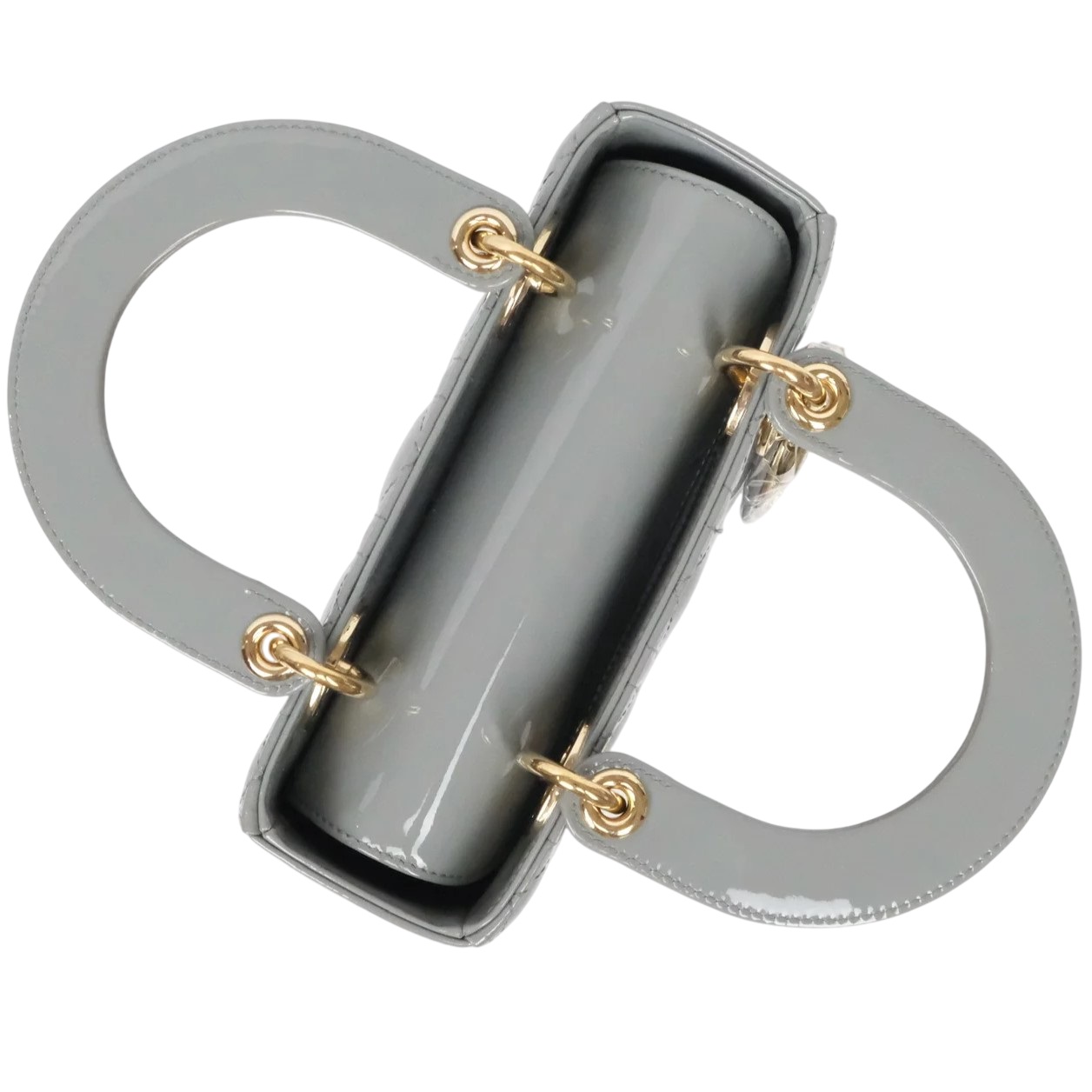 Túi Dior Small Lady Dior Bag Stone Gray Patent Cannage Calfskin 15