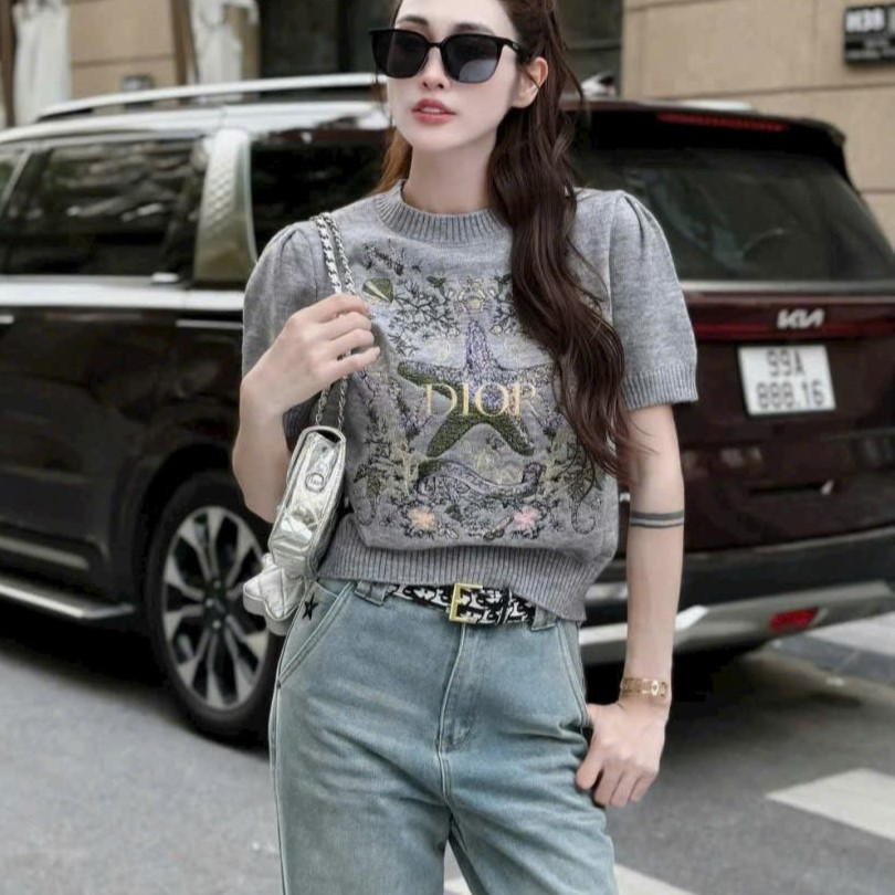 Áo len xám Dior họa tiết ngôi sao 2