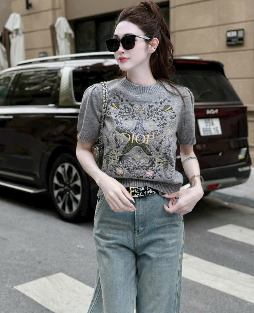 Áo len xám Dior họa tiết ngôi sao 4