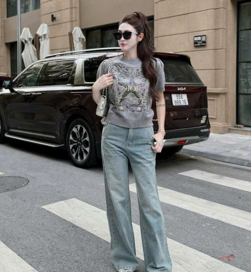 Áo len xám Dior họa tiết ngôi sao 5