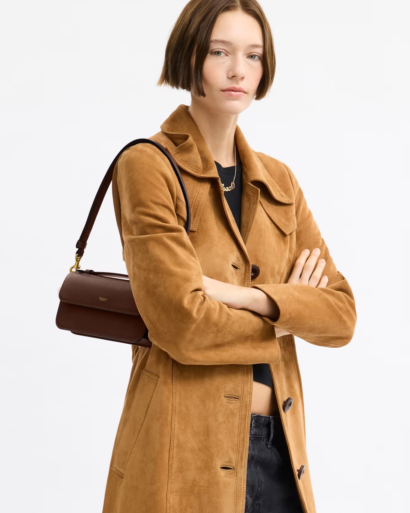 Túi Coach Elora Top Handle Leather Crossbody Clutch Bag Maple CCY30 8