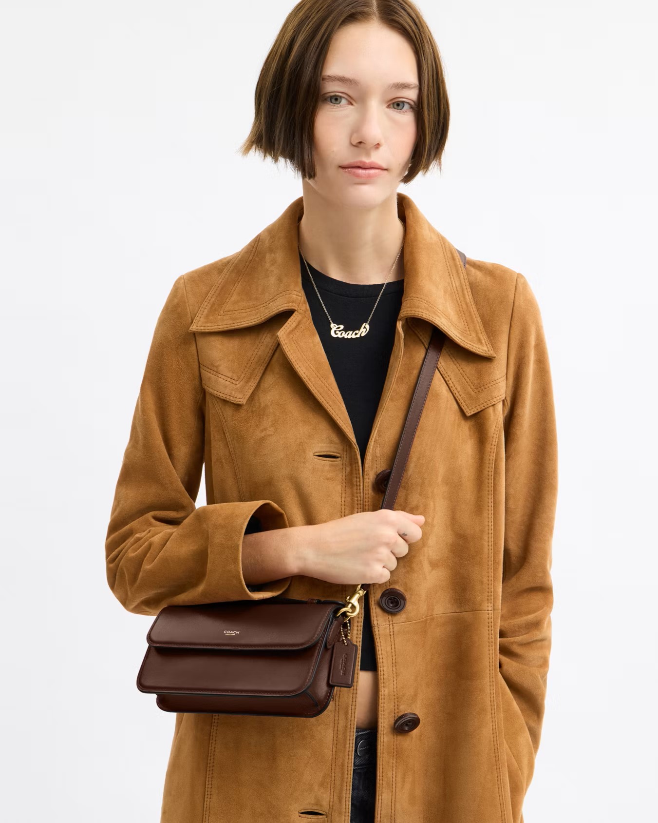 Túi Coach Elora Top Handle Leather Crossbody Clutch Bag Maple CCY30 7