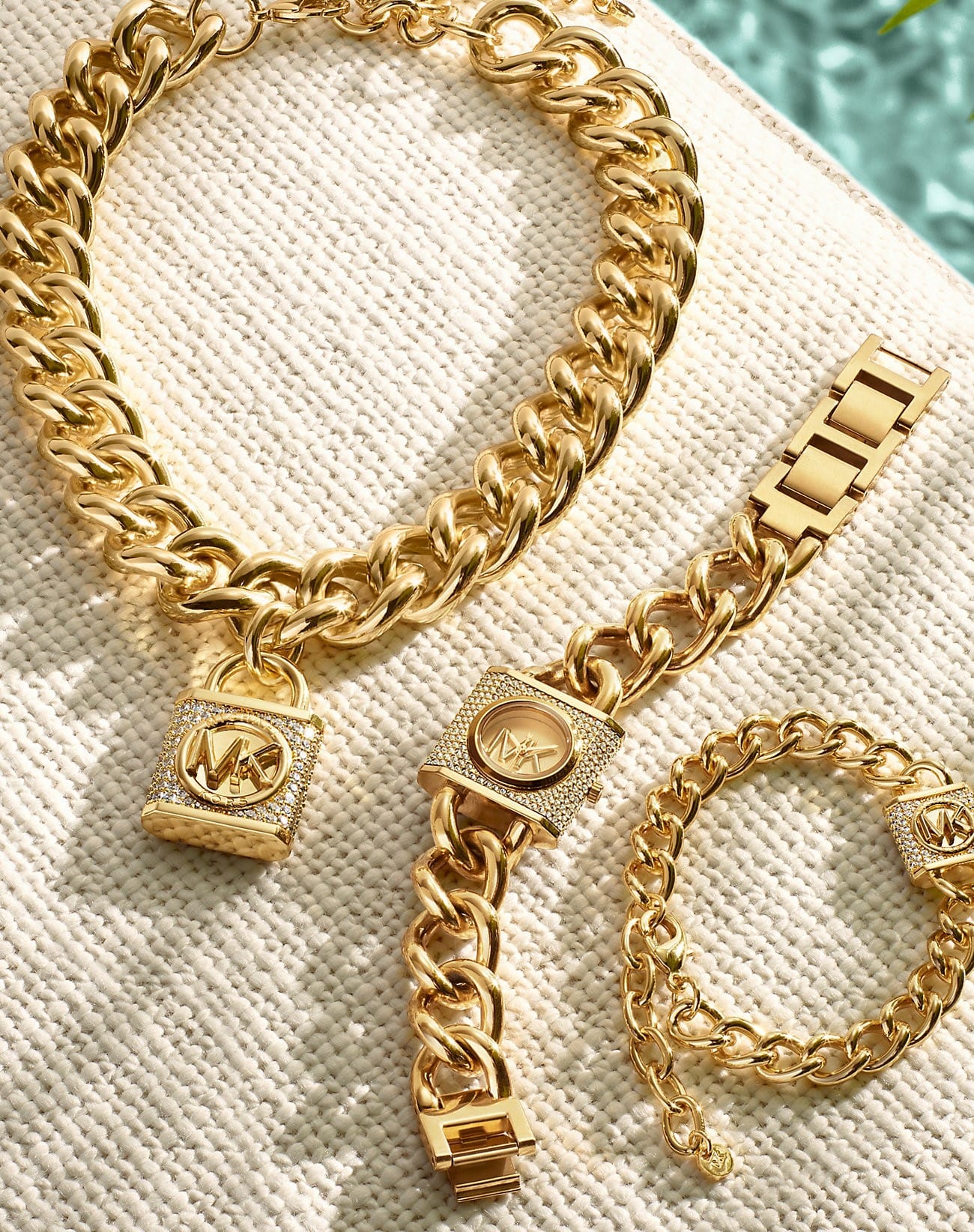 ĐỒNG HỒ NỮ MICHAEL KORS MINI LOCK PAVÉ GOLD-TONE CHAIN WATCH MK4711 5