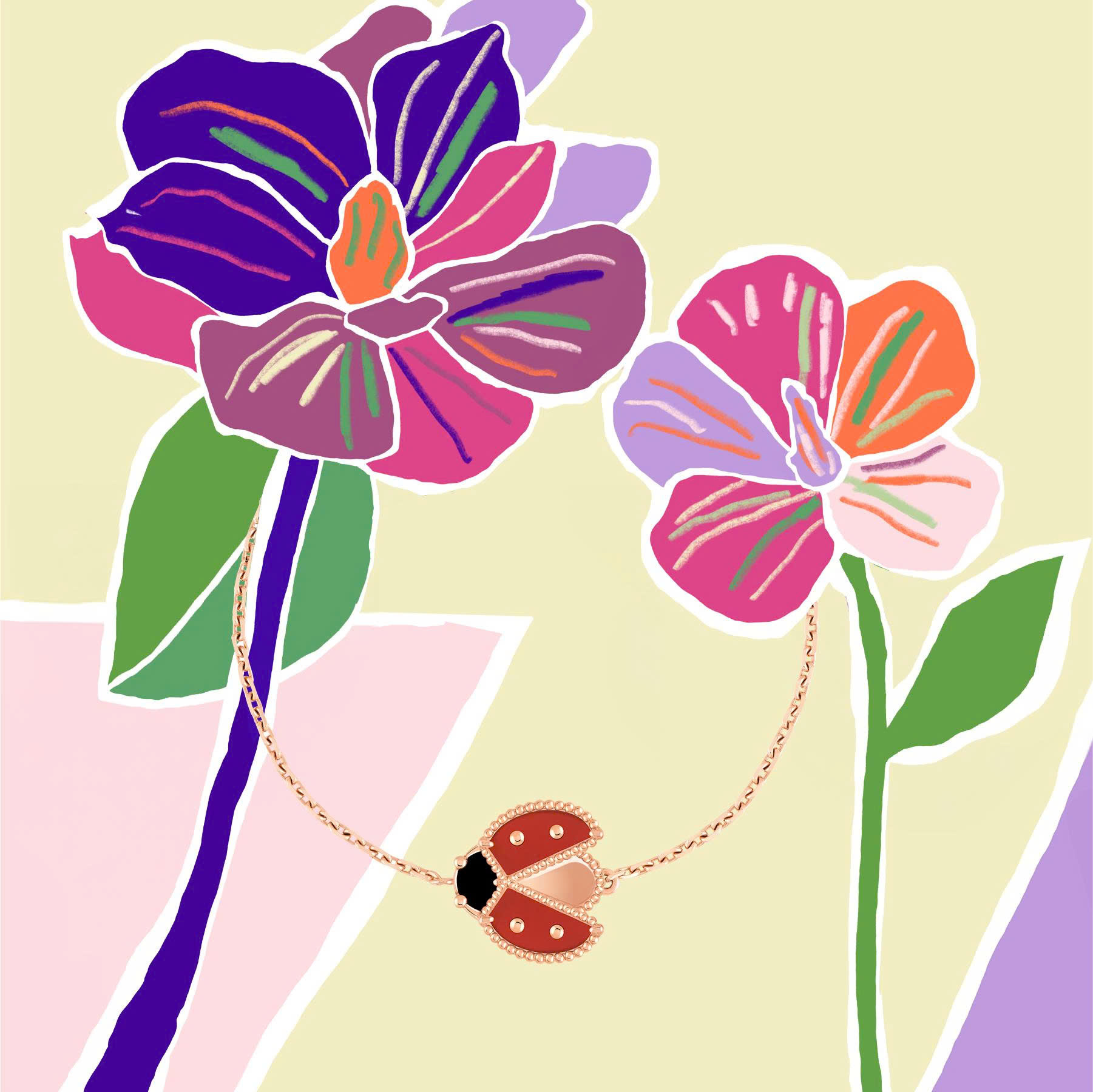 Vòng tay bọ rùa Van Cleef Arpels Lucky Spring Bracelet Open Wings Ladybug Rose Gold Carnelian VCARP7R100 6