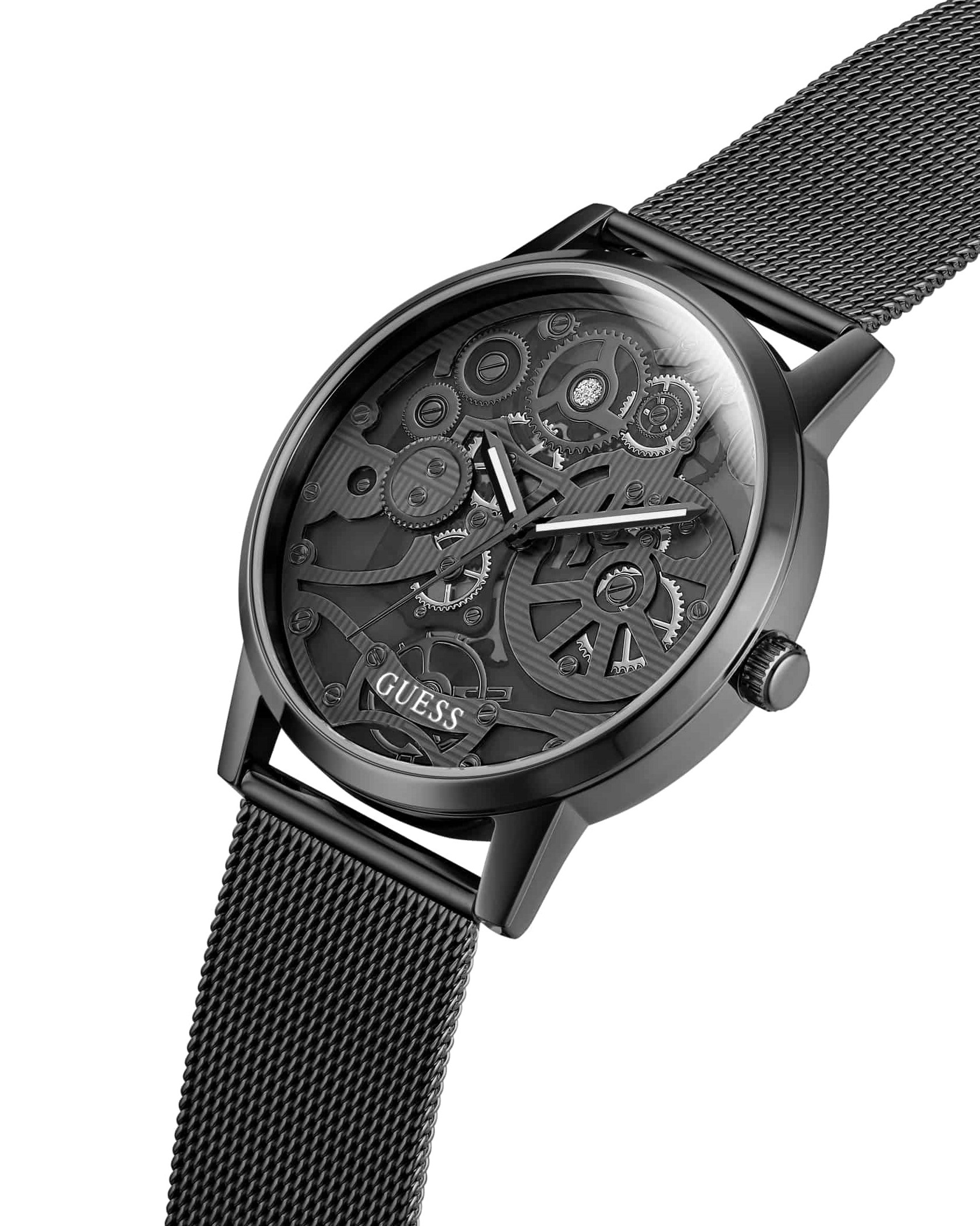 ĐỒNG HỒ NAM GUESS ANALOG WATCH FOR MEN BLACKMESH POLISHED BRACELET GW0538G3 4