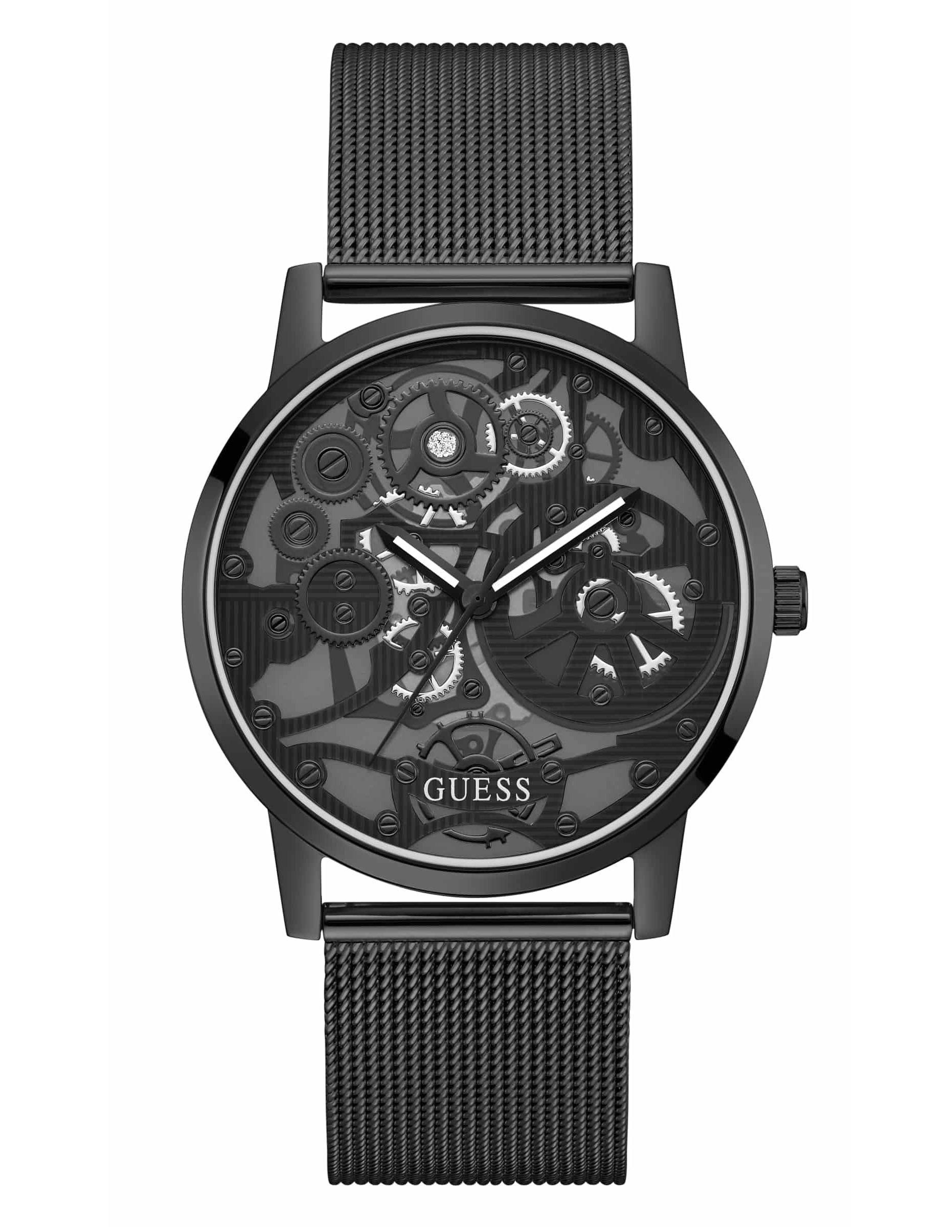 ĐỒNG HỒ NAM GUESS ANALOG WATCH FOR MEN BLACKMESH POLISHED BRACELET GW0538G3 10