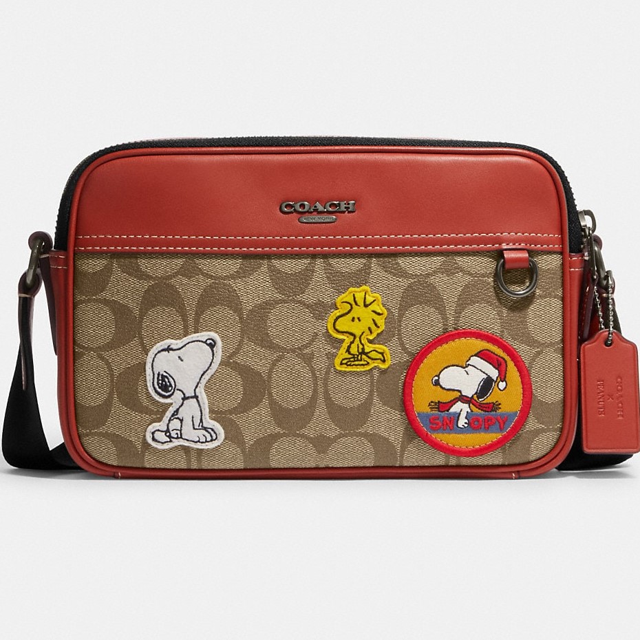 TÚI ĐEO CHÉO NAM COACH X PEANUTS GRAHAM CROSSBODY IN SIGNATURE CANVAS WITH PATCHES 4