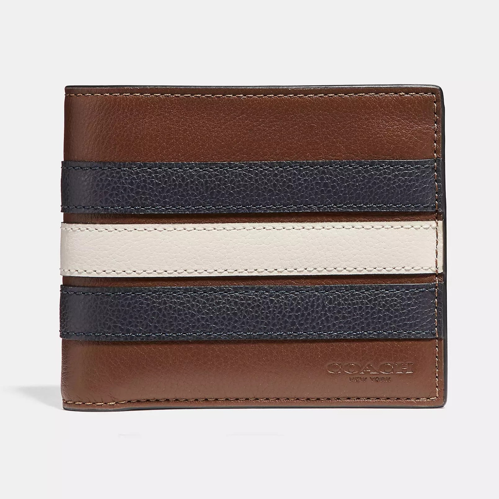 VÍ COACH NAM 3 IN 1 WALLET WITH VARSITY STRIPE SMOOTH CALF LEATHER F24649 2