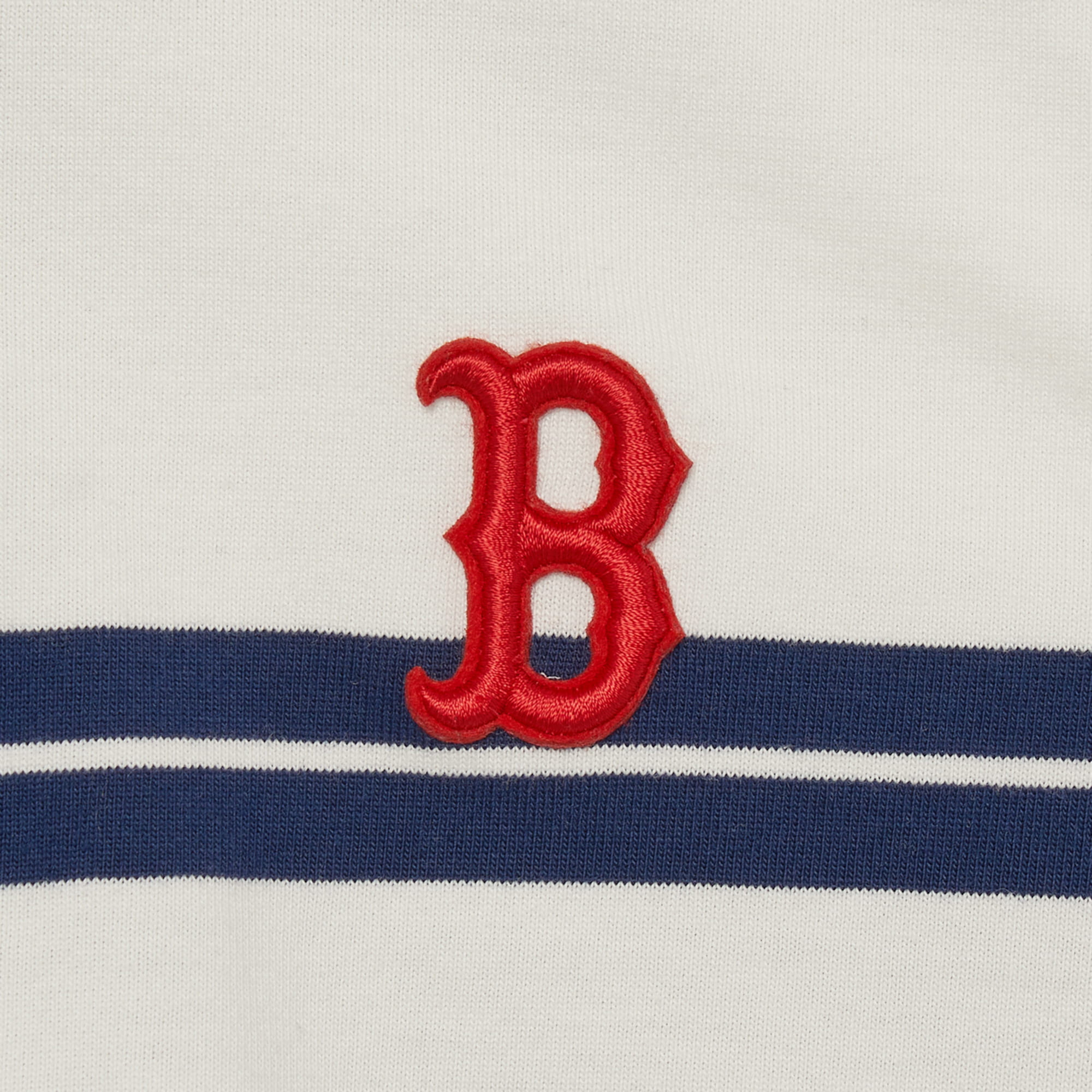 ÁO THUN POLO NỮ MLB B VARSITY STRIPED CROP COLLAR T-SHIRT BOSTON RED SOX 3FPQV0133-43IVS MÀU TRẮNG SỌC XANH NAVY 18