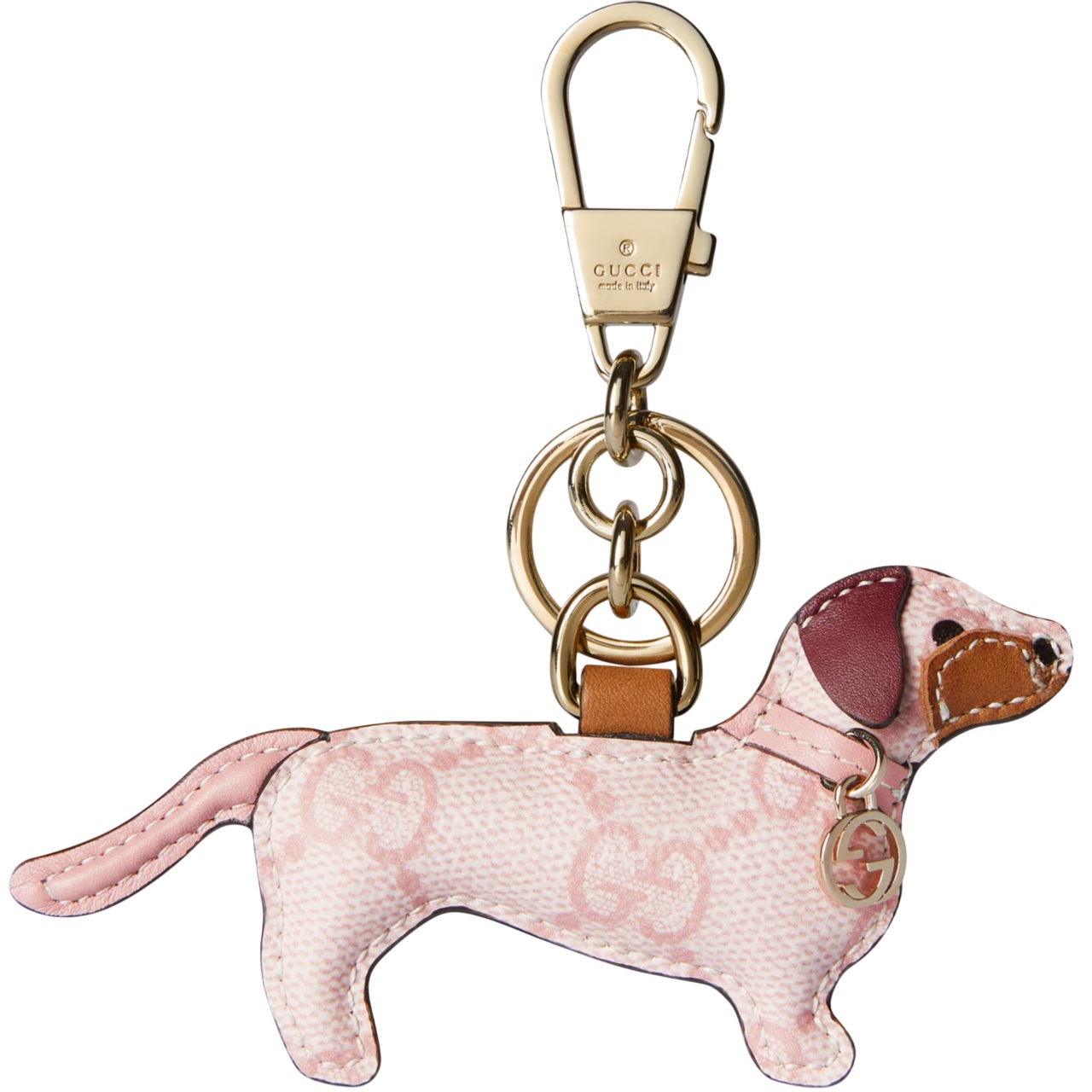 Móc khóa Gucci Dog-shaped Bag Charm Light pink GG Supreme 2