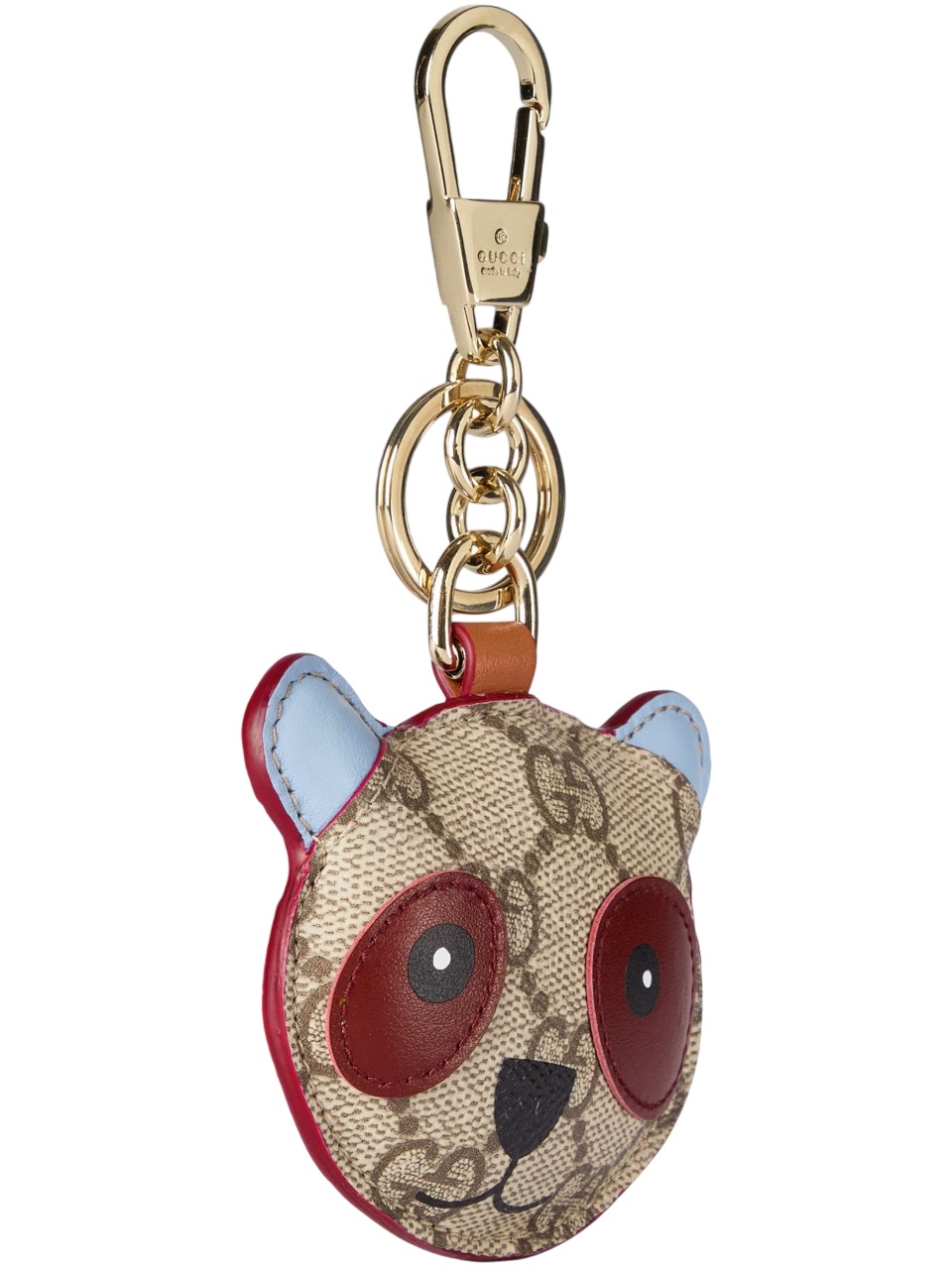 Móc treo túi Gucci Panda-shaped Bag Charm Beige and Dark Brown GG Monogram Canvas 1