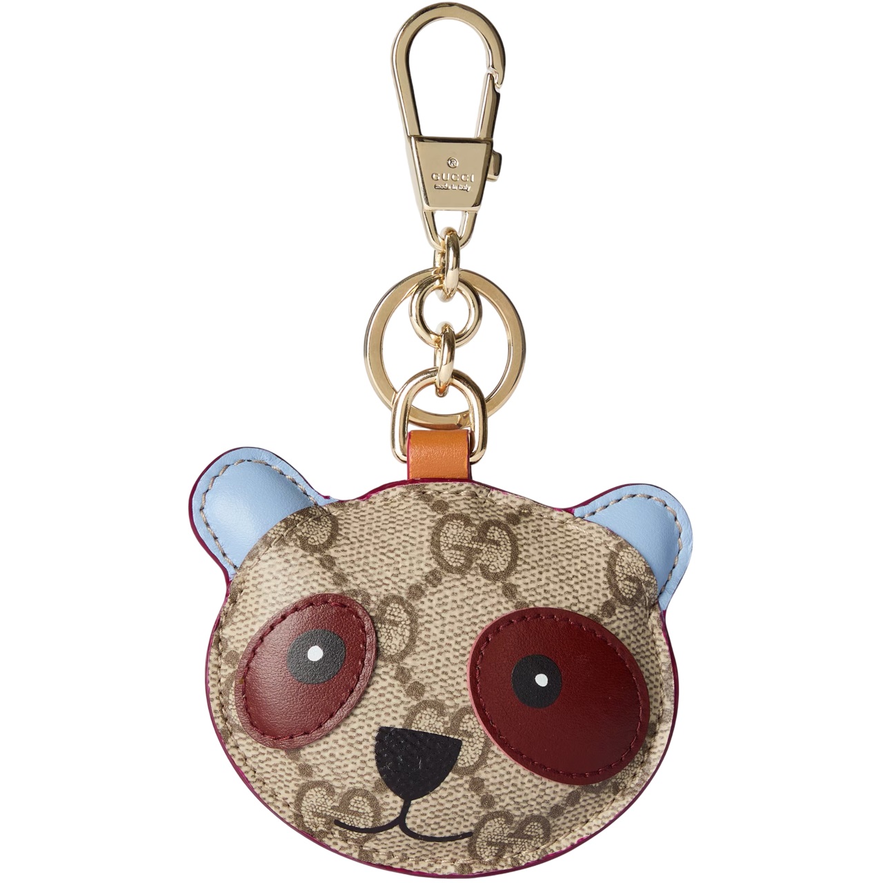 Móc treo túi Gucci Panda-shaped Bag Charm Beige and Dark Brown GG Monogram Canvas 2