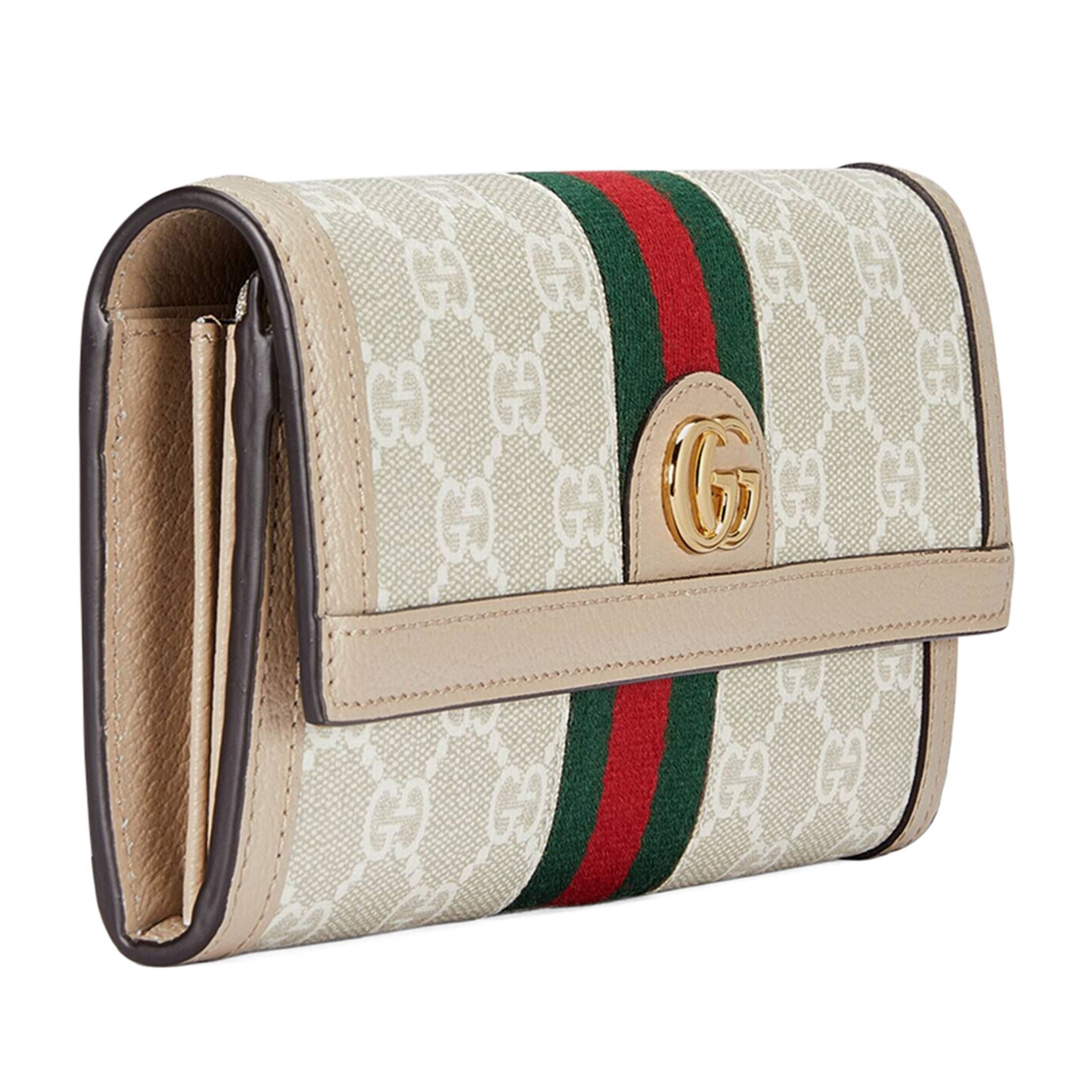 VÍ NỮ DÀI GUCCI OPHIDIA GG CONTINENTAL WALLET WITH BEIGE AND WHITE GG SUPREME CANVAS 11