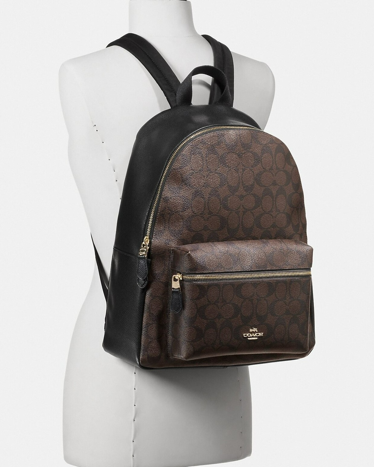BALO COACH CHARLIE BACKPACK IN SIGNATURE CANVAS BROWN BLACK 1