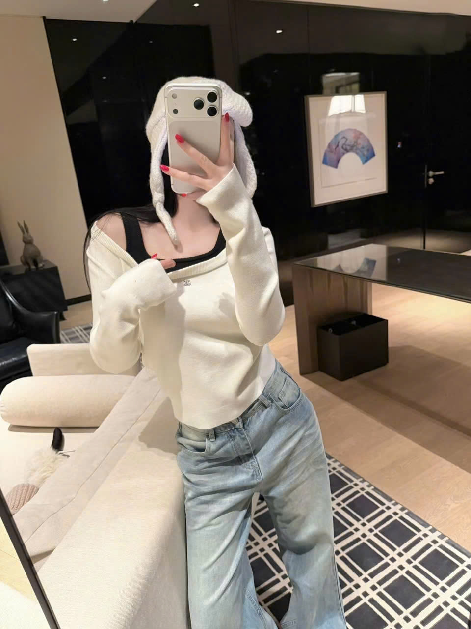 Áo nữ phối màu trắng đen Chanel 2