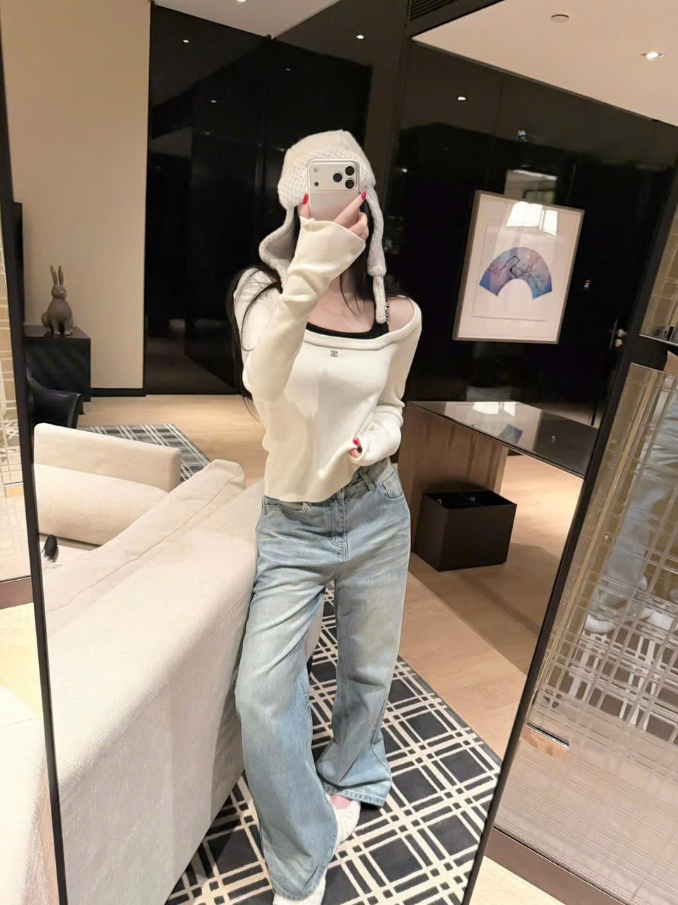 Áo nữ phối màu trắng đen Chanel 4