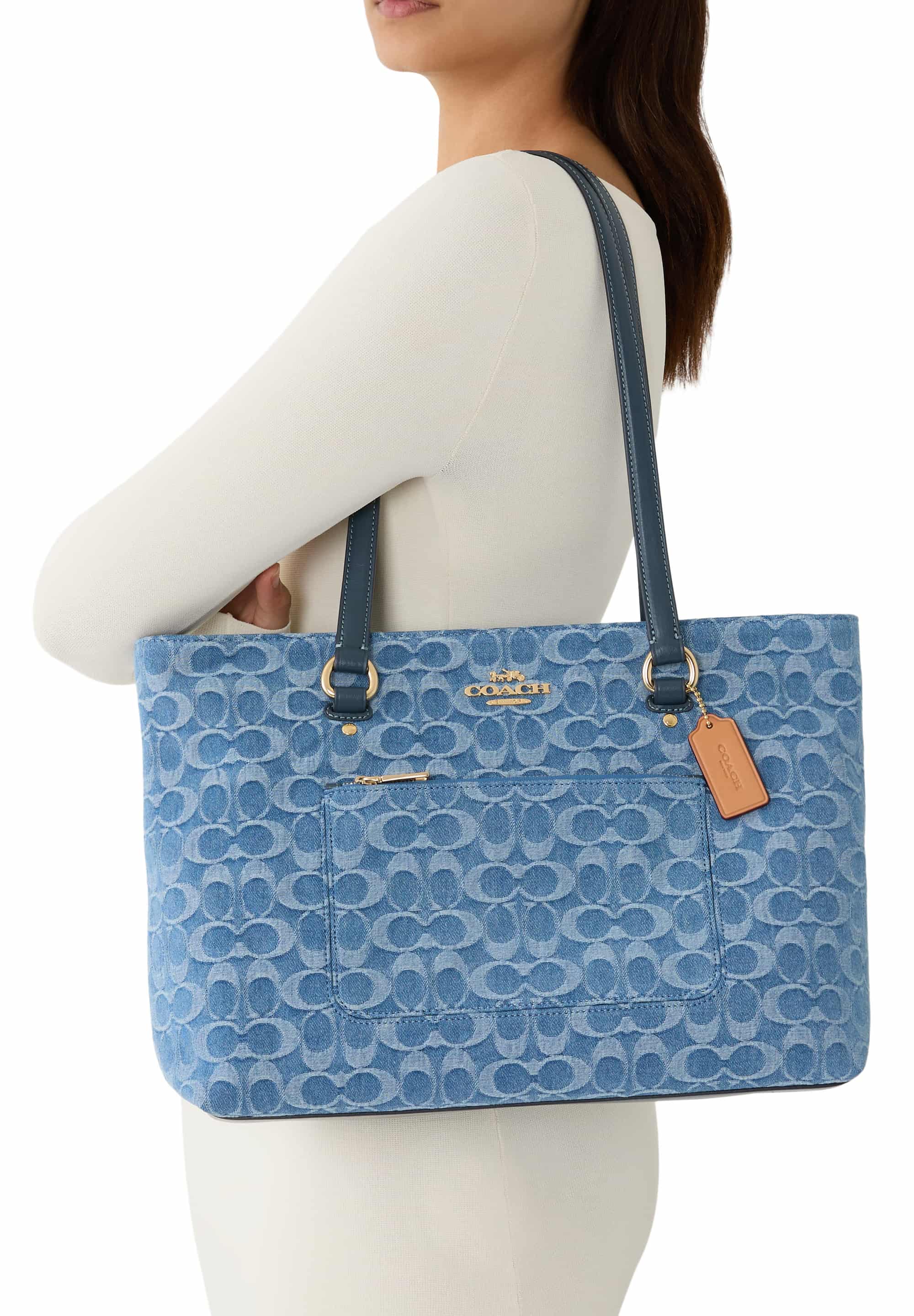 Túi Coach Station Tote Bag In Signature Denim Blue CDB88 6
