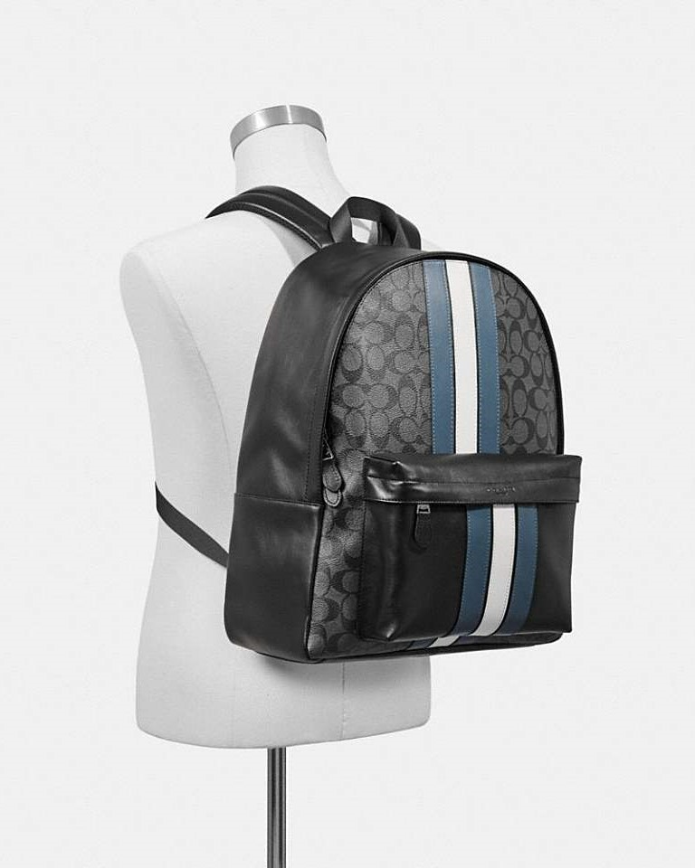 BALO COACH NAM CHARLES BACKPACK IN SIGNATURE CANVAS WITH VARSITY STRIPE 2