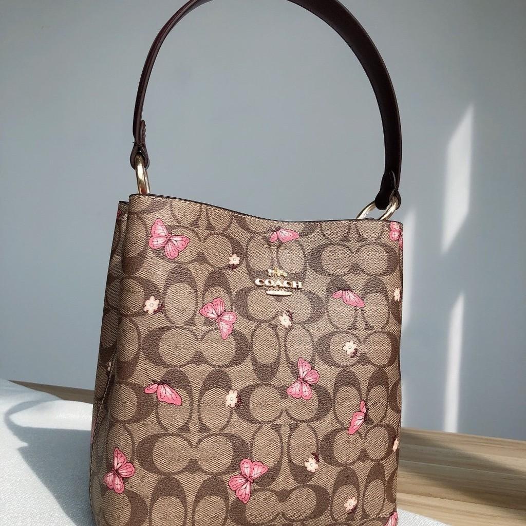 Túi đeo vai nữ Coach Small Town Bucket Bag In Signature Canvas With  Butterfly Print
