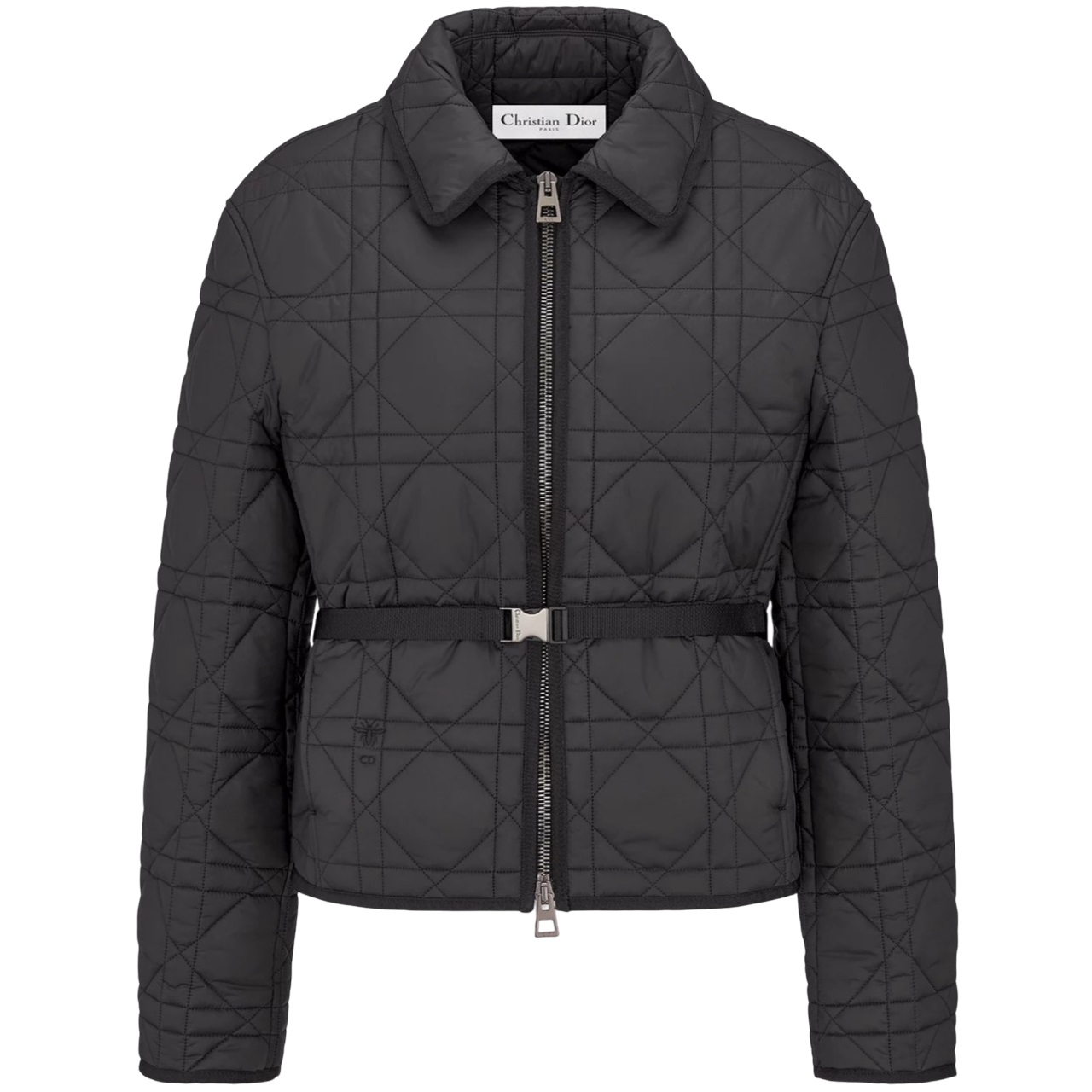 Áo khoác Dior Macrocannage pea coat with belt Quilted functional taffeta in black 1