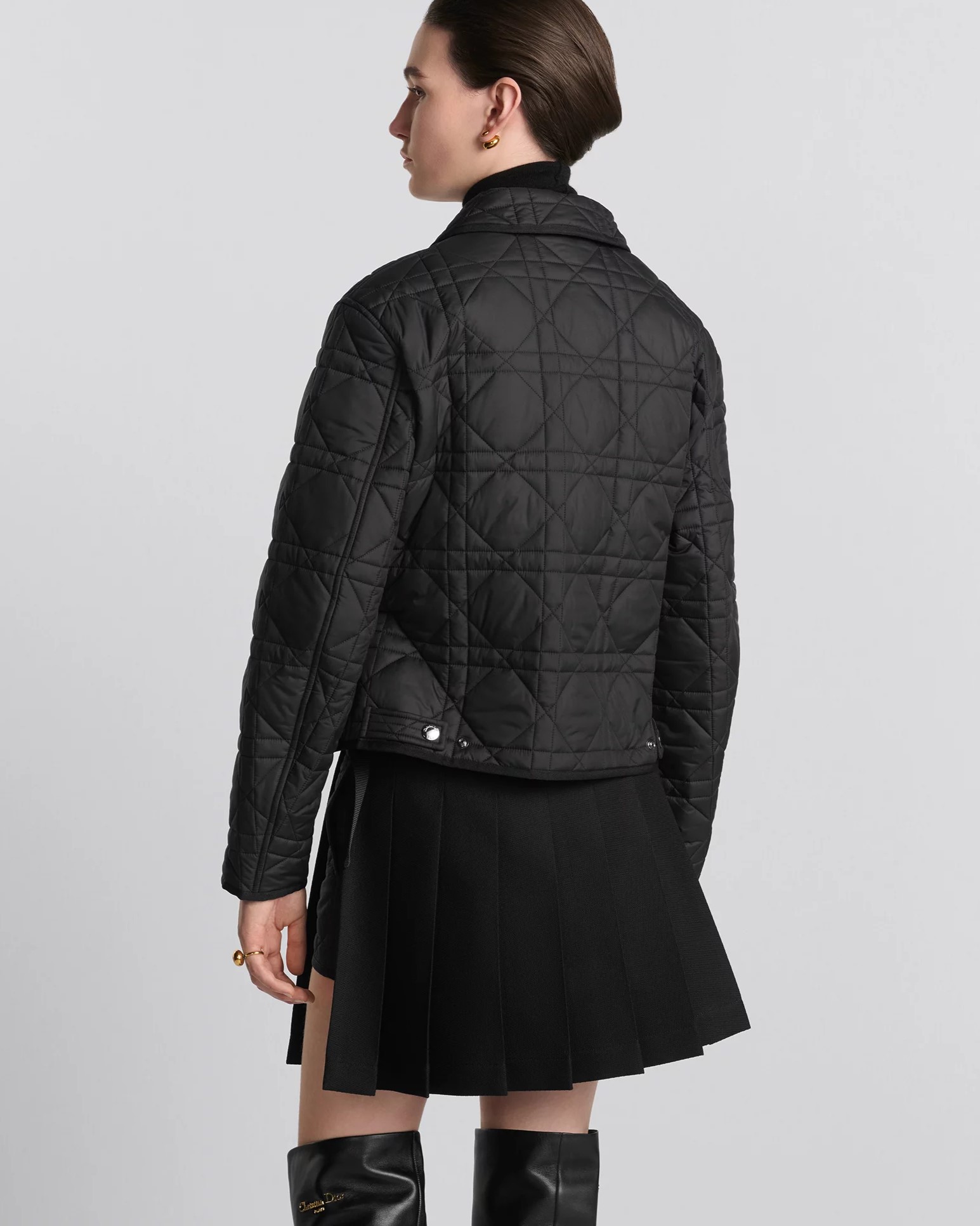 Áo khoác Dior Macrocannage pea coat with belt Quilted functional taffeta in black 5