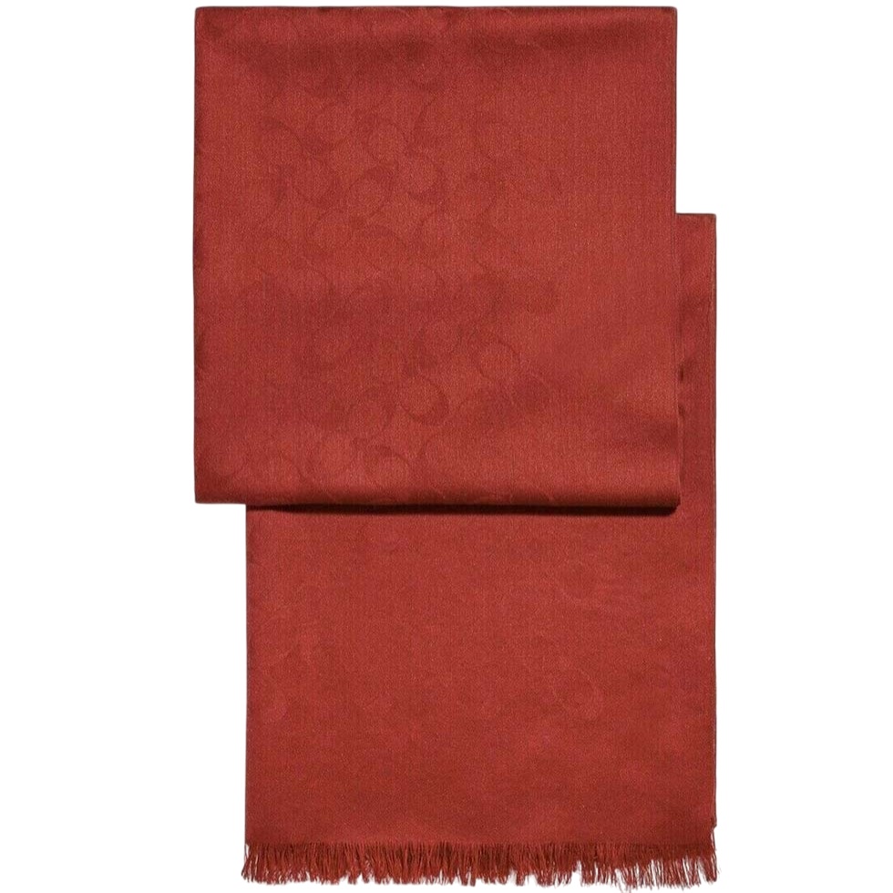 Khăn choàng Coach Fringe Scarf Signature C Logo Wrap True Red F76394 5