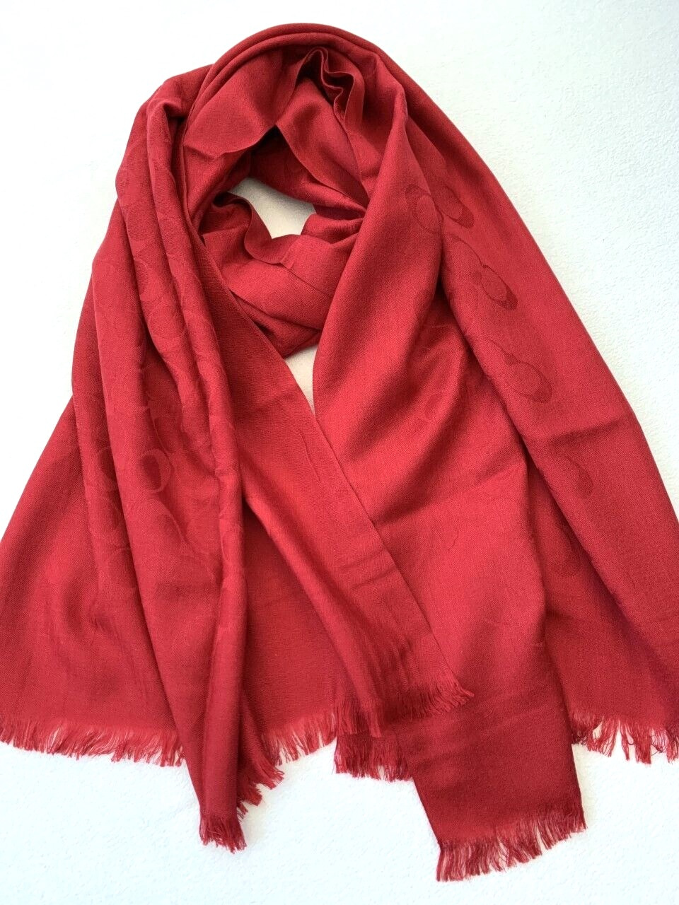 Khăn choàng Coach Fringe Scarf Signature C Logo Wrap True Red F76394 10