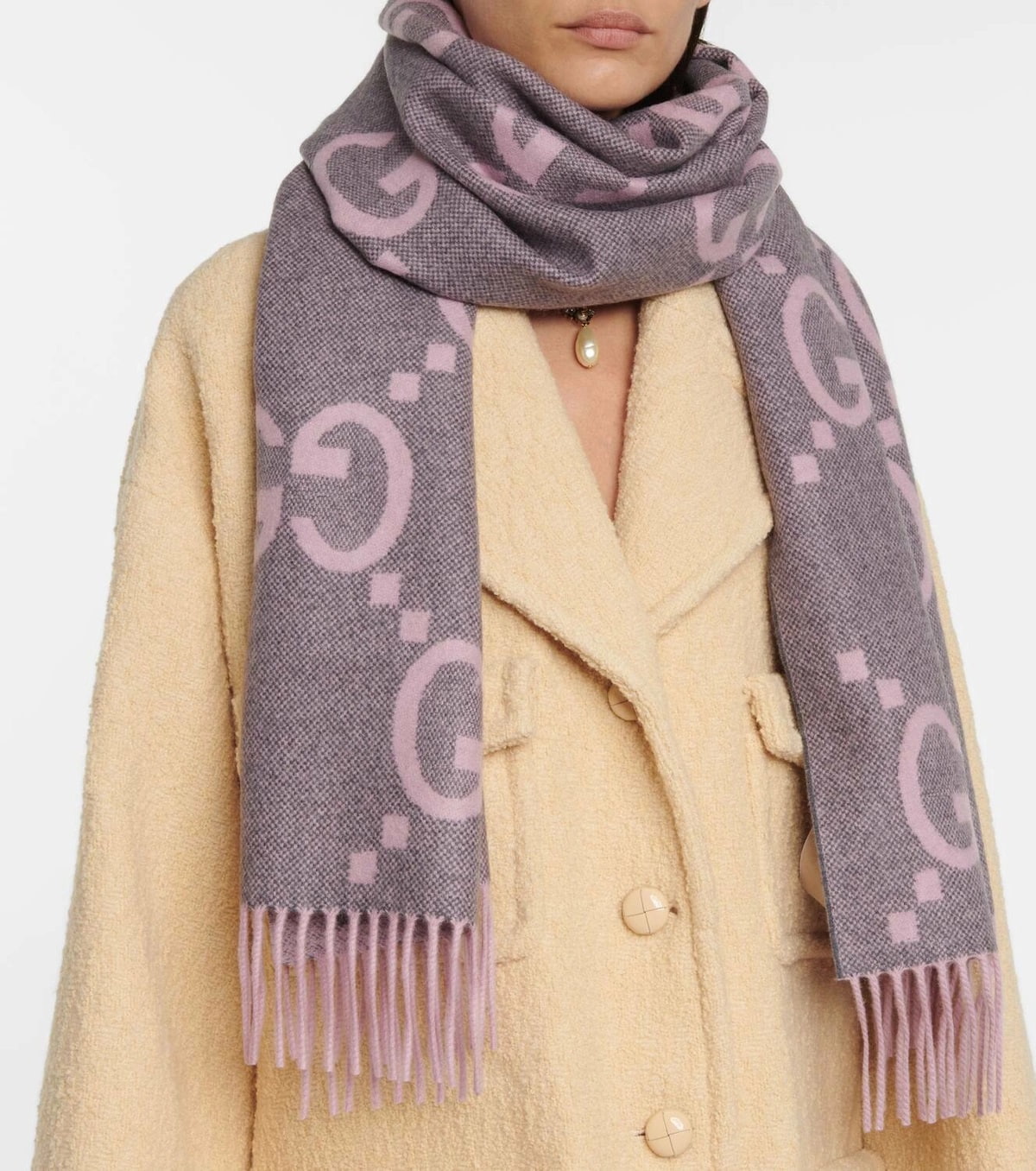 Khăn choàng Gucci GG Jacquard Cashmere Scarf 5