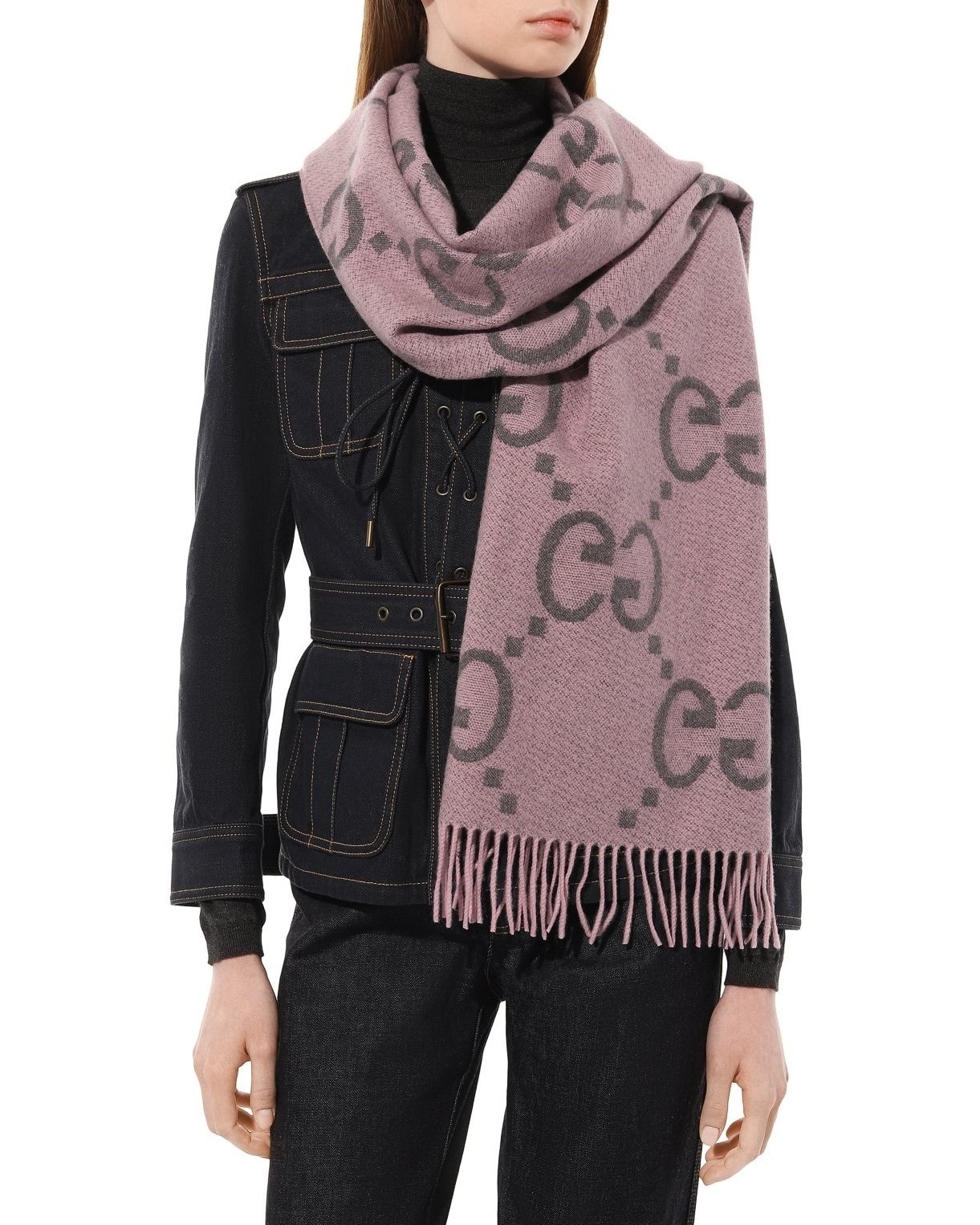 Khăn choàng Gucci GG Jacquard Cashmere Scarf 6