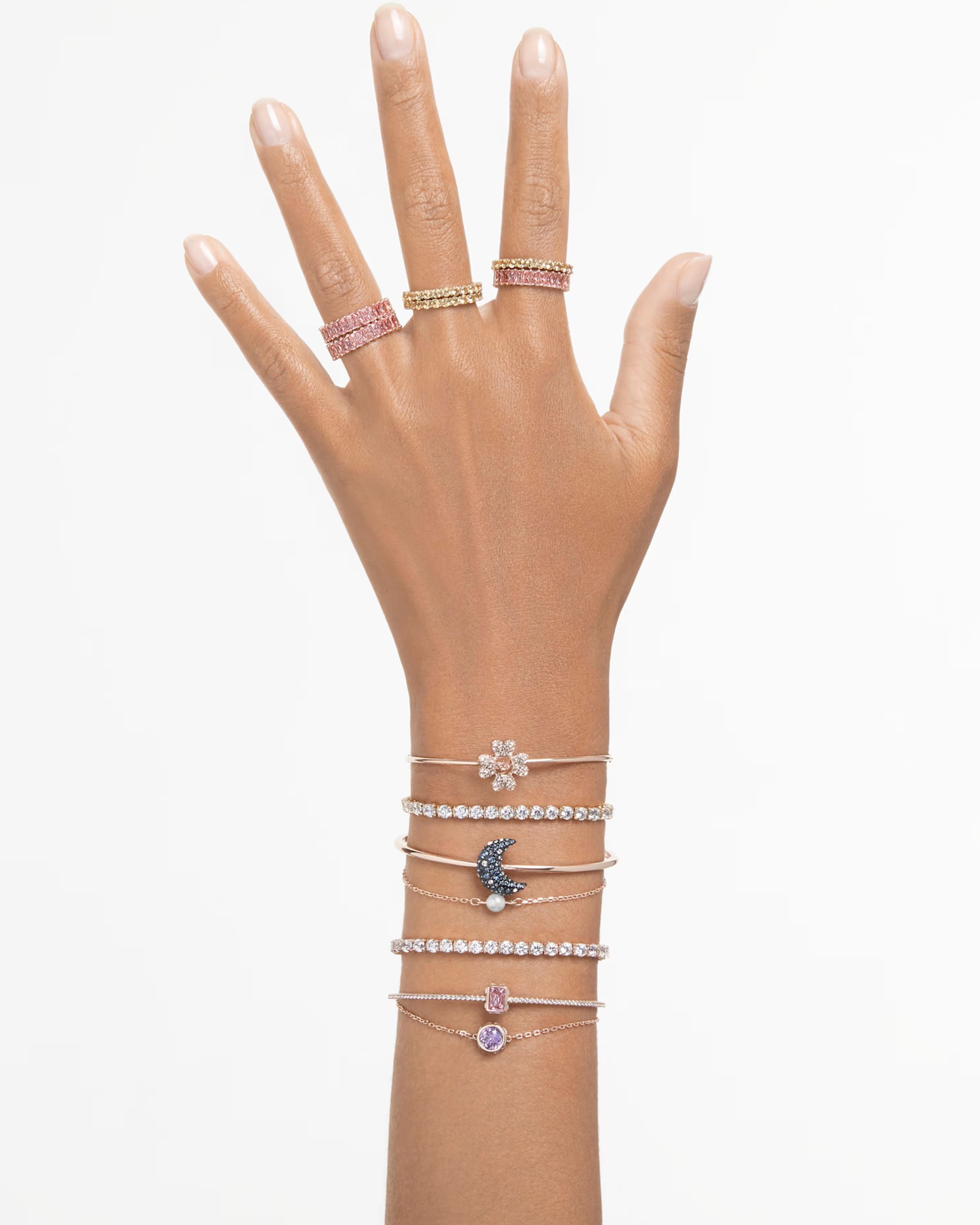 Vòng tay Swarovski Matrix Tennis Bracelet Round Cut Rose Gold-tone Plated 5657661 5