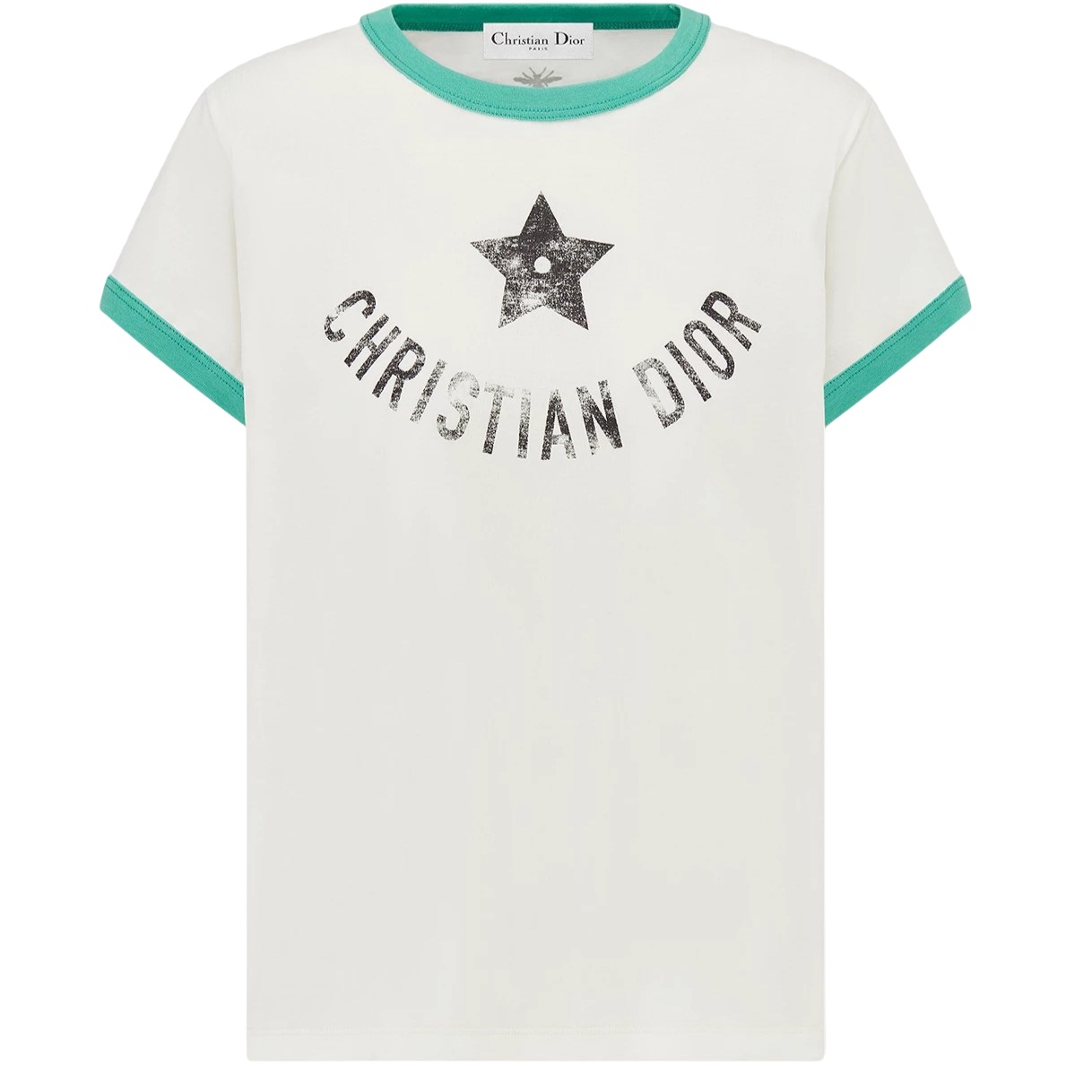 Áo Dior nữ Dioriviera T-Shirt Ecru and Aquamarina Cotton Jersey 3