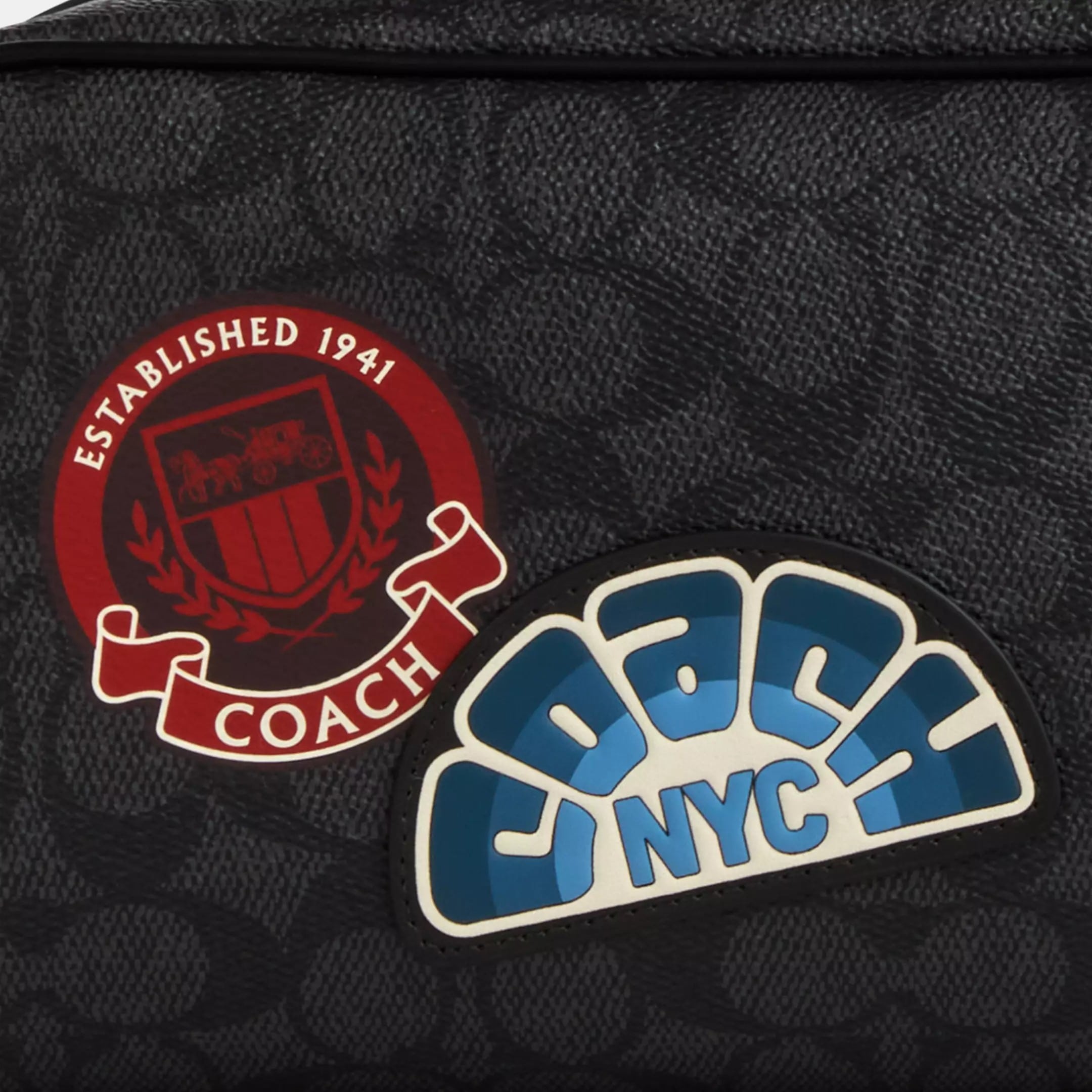 Túi Coach Large Travel Kit In Signature Canvas With Patches Charcoal Multi CY904 2