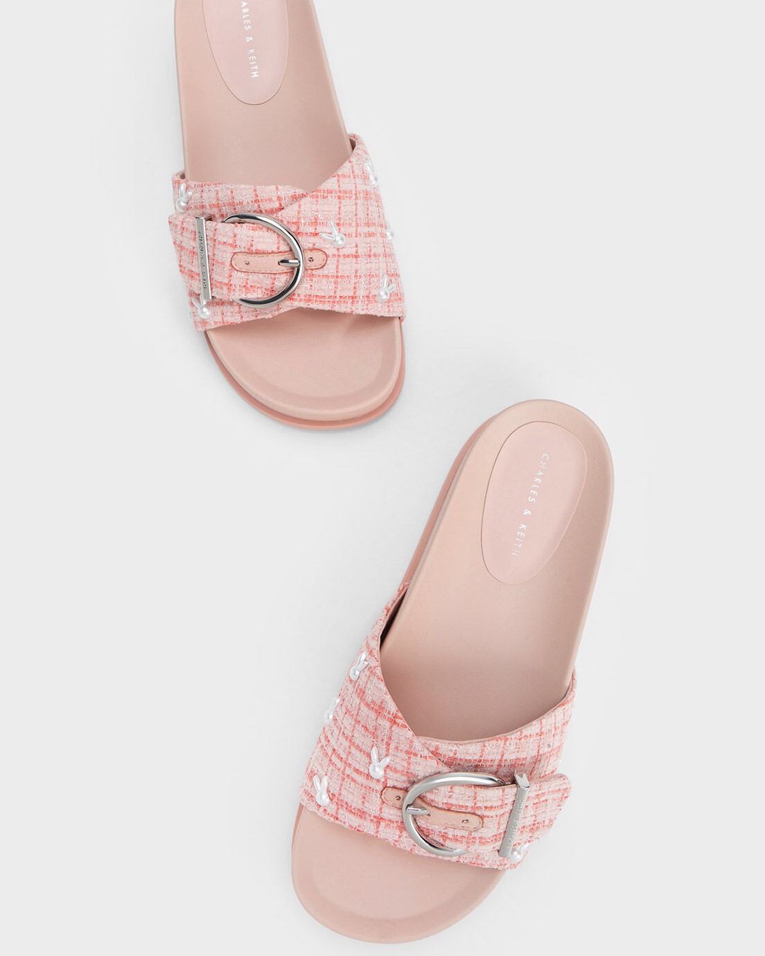 DÉP CHARLES KEITH CON THỎ BUNNY TWEED BUCKLED SLIDES CK1-70380933 6