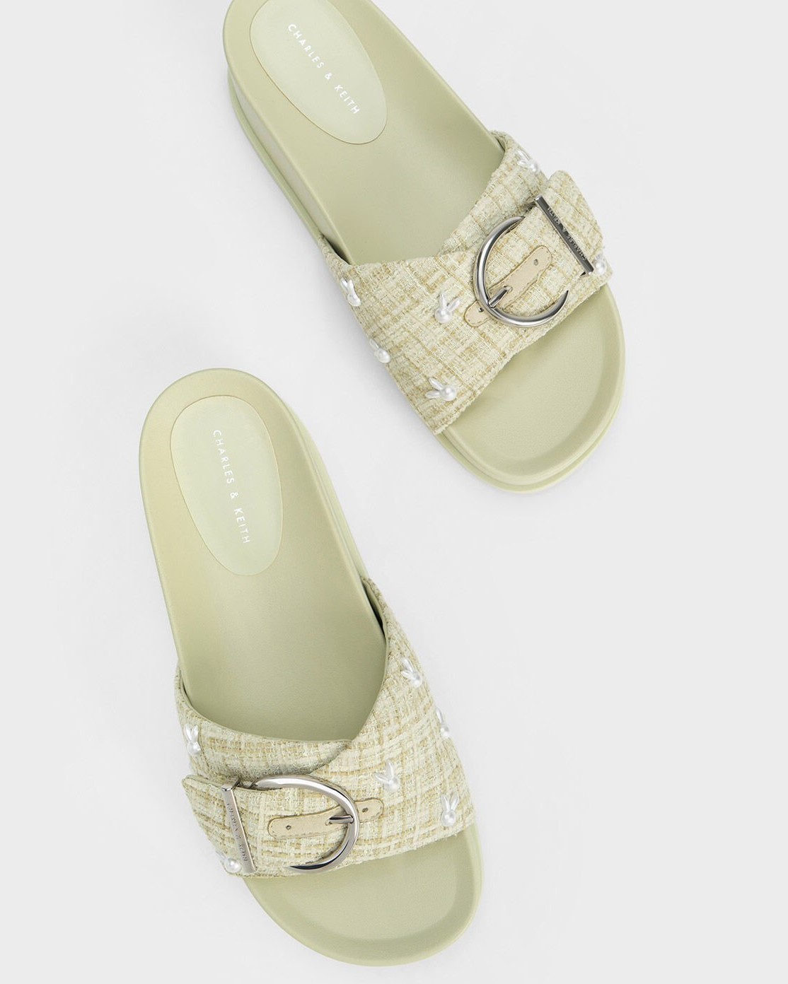 DÉP CHARLES KEITH CON THỎ BUNNY TWEED BUCKLED SLIDES CK1-70380933 4