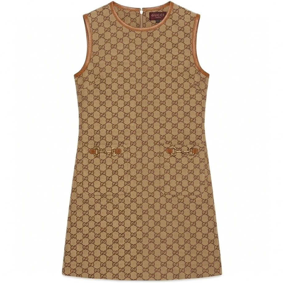 Đầm sát nách dáng dài họa tiết monogram Gucci 1