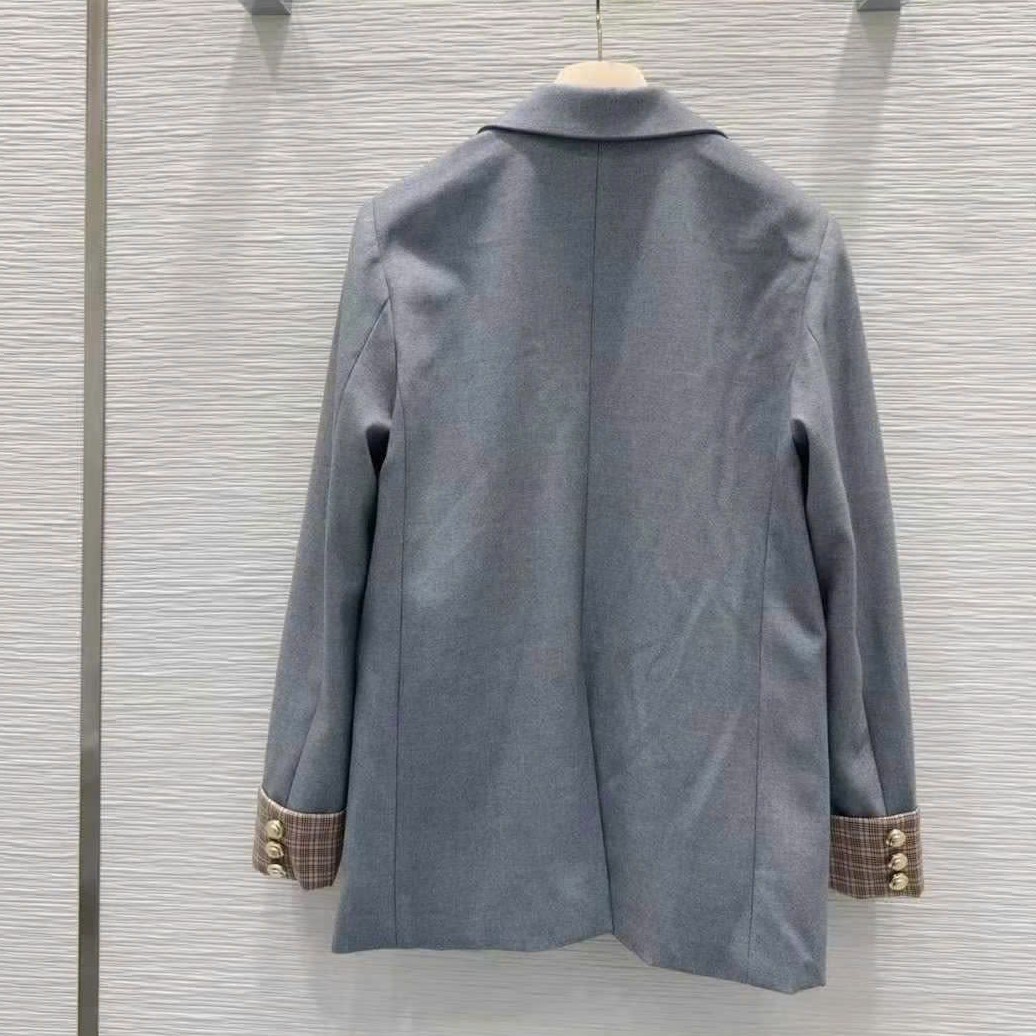 Áo khoác xám phối nâu Miu Miu 6