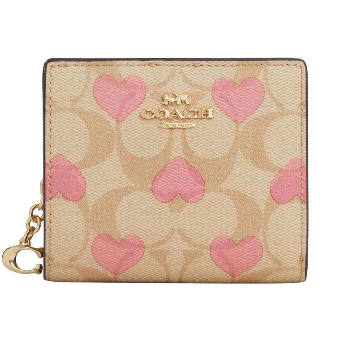 Ví Coach ngắn Snap Wallet In Signature Canvas With Heart Print CQ145 2