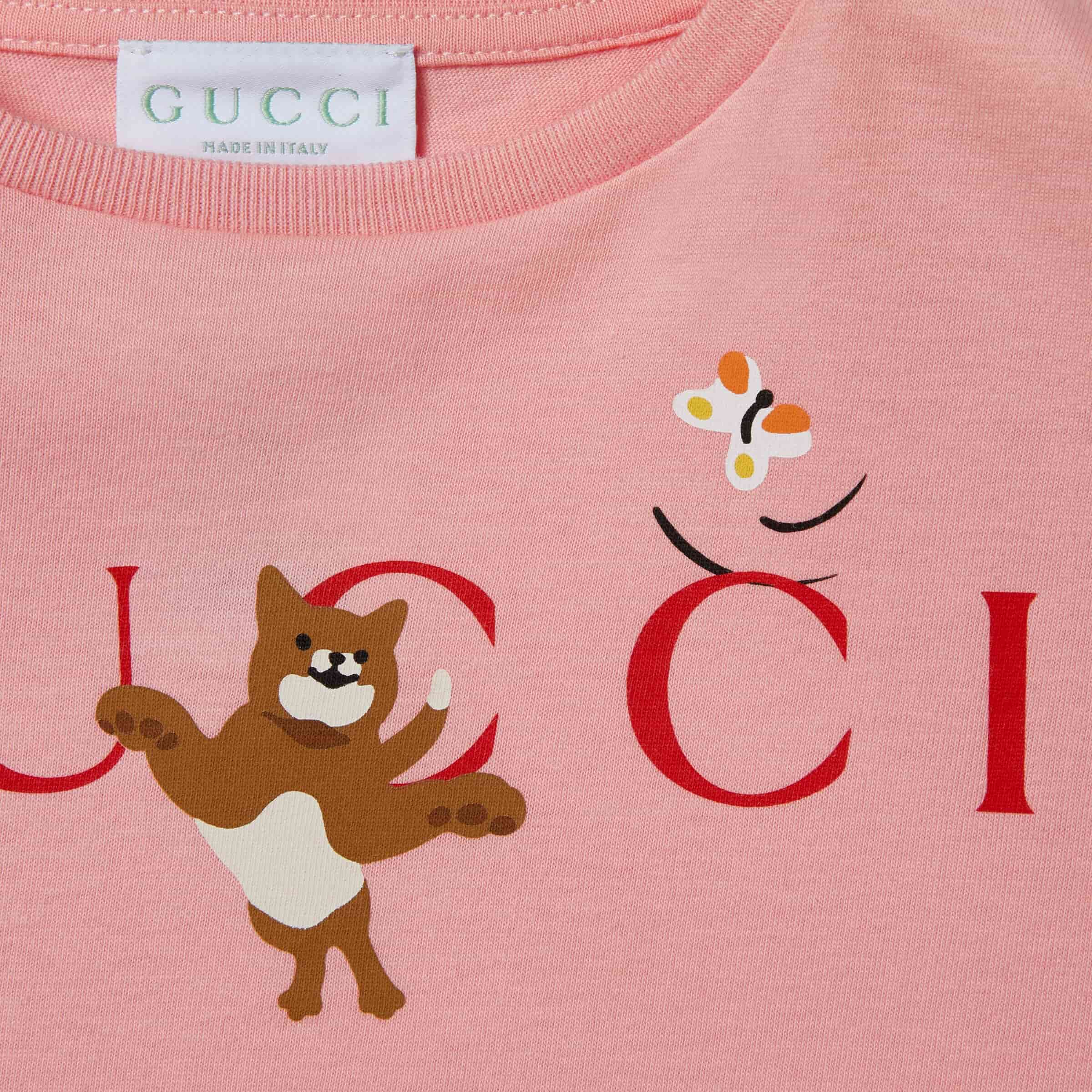 Áo thun Gucci Printed Cotton T-Shirt Light Pink Cotton Jersey Horse Animal Print 6