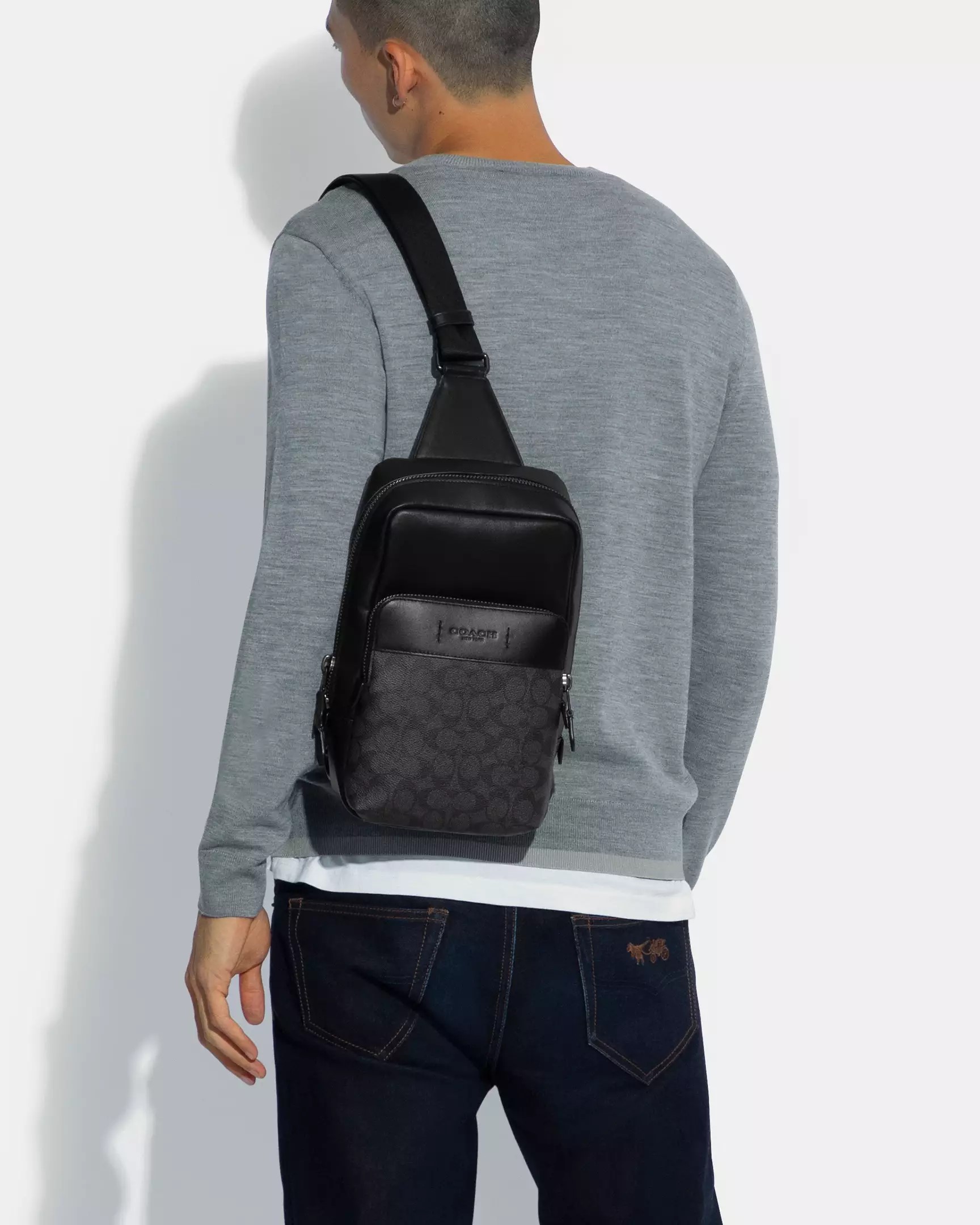 Túi đeo chéo Coach Gotham Pack In Signature Canvas Black Copper C5332 4