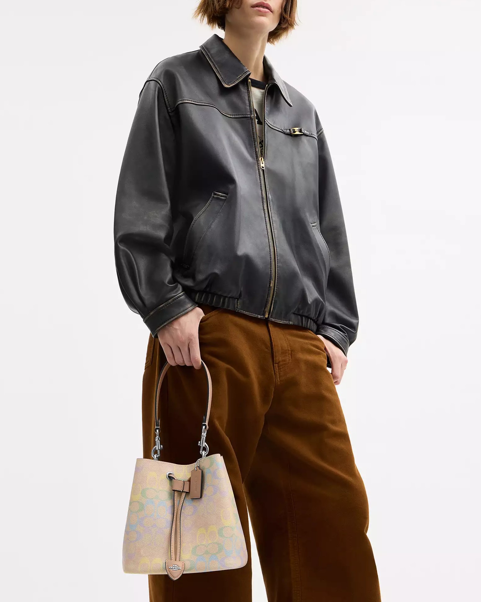 Túi Coach Rowan Bucket Bag In Rainbow Signature Canvas Sand Multi CDA92 11