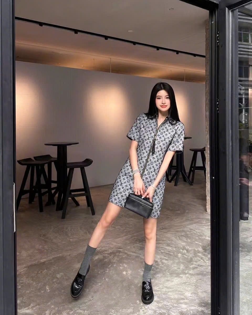 Đầm nữ LV dây kéo giữa 6